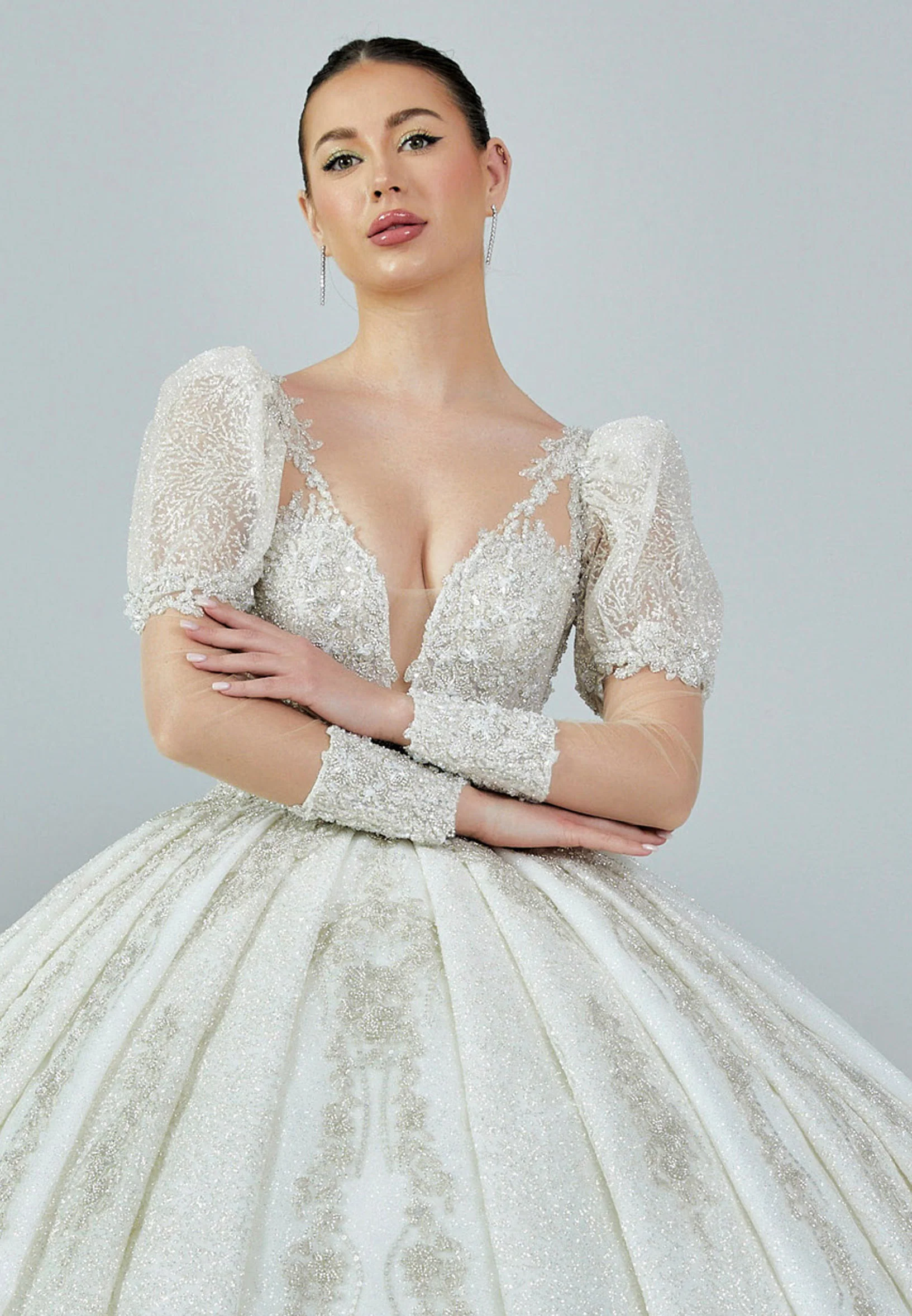 Long Sleeve Maxi Tulle Regular Wedding Dress rlb1711 - Image 7