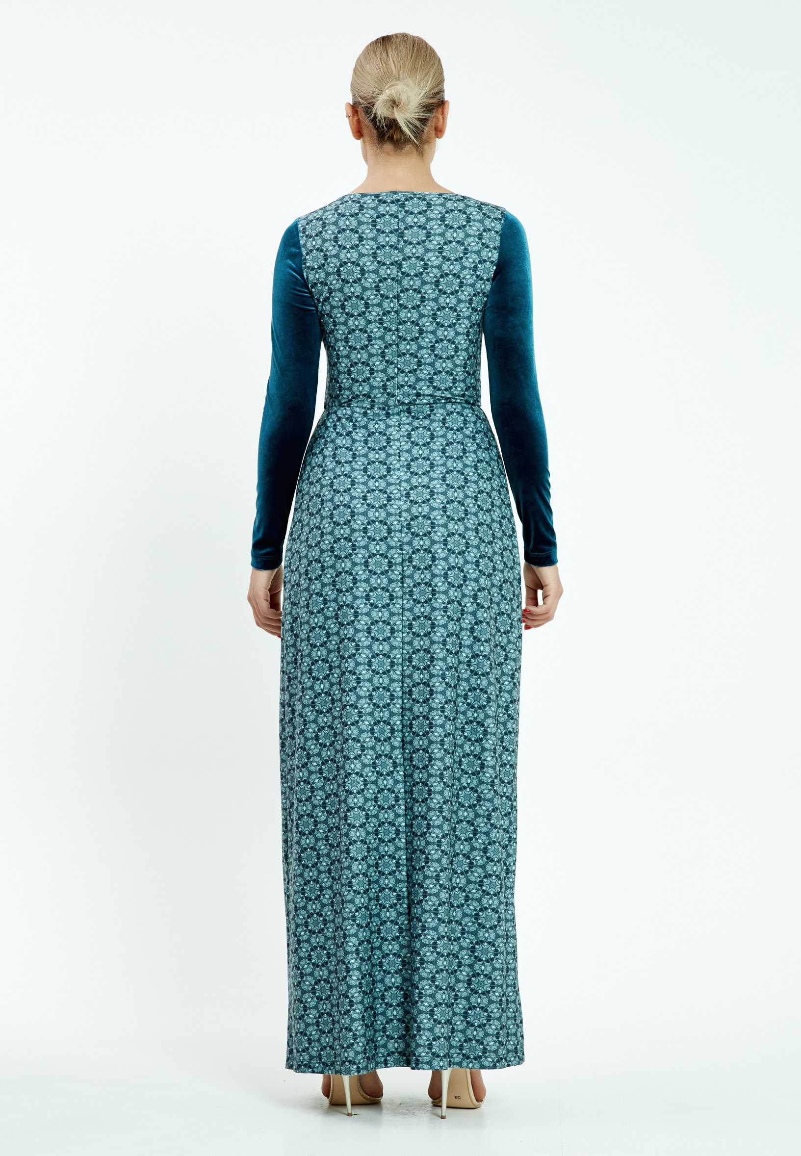Long Sleeve Maxi Velvet Column Regular Casual Dress mis17109a - Image 2