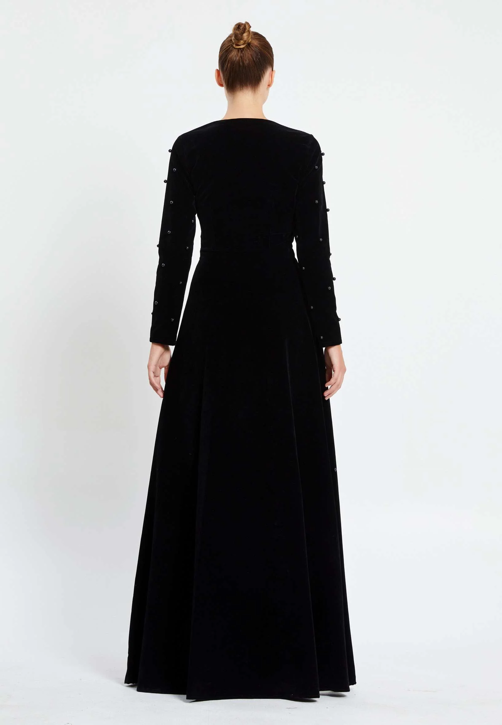 Long Sleeve Maxi Velvet Column Regular Evening Dress pnl6468 - Image 2