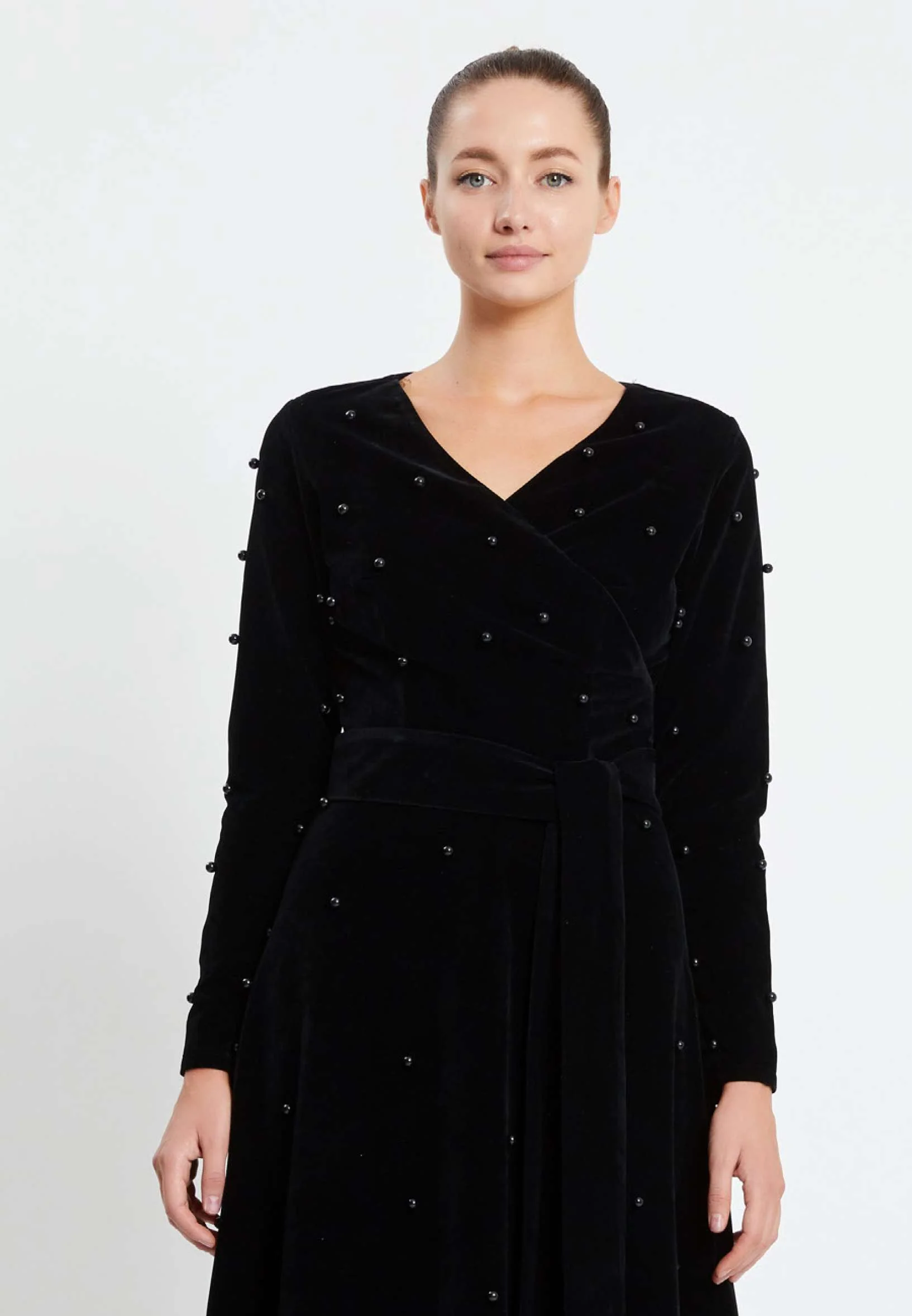 Long Sleeve Maxi Velvet Column Regular Evening Dress pnl6468 - Image 4