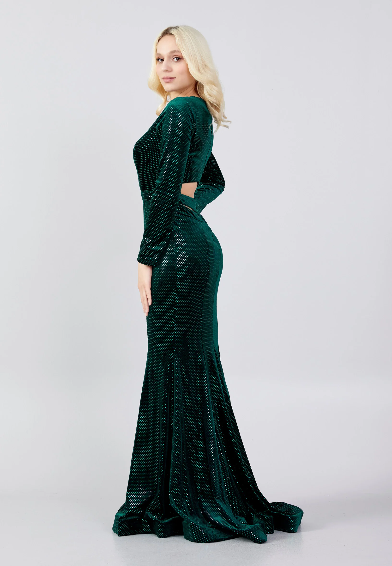 Long Sleeve Maxi Velvet Mermaid Regular Evening Dress frc4350 - Image 11