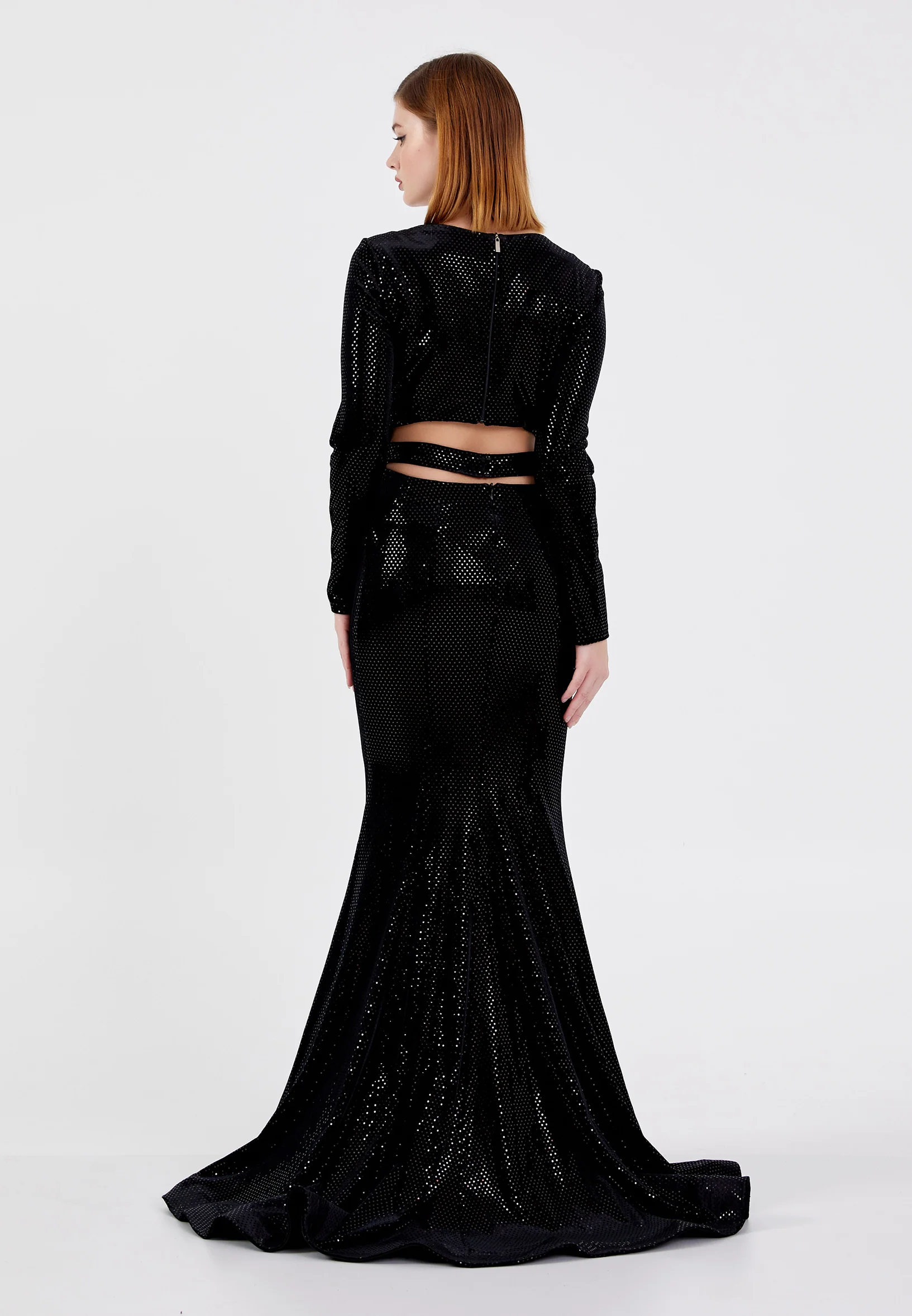 Long Sleeve Maxi Velvet Mermaid Regular Evening Dress frc4350 - Image 2