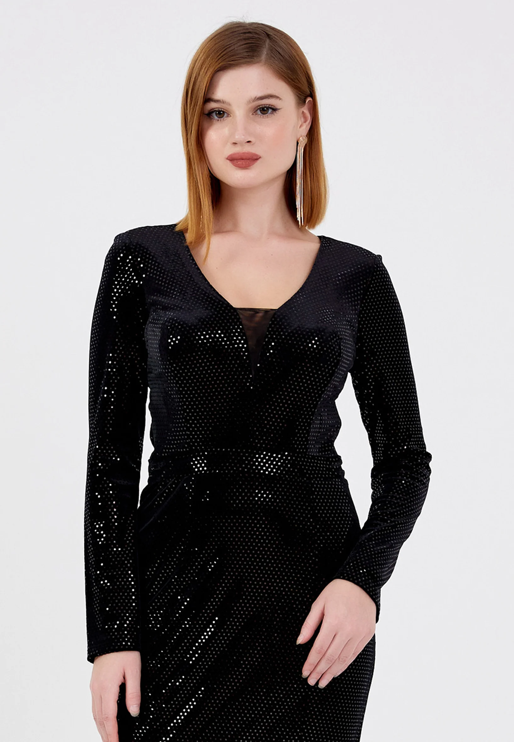 Long Sleeve Maxi Velvet Mermaid Regular Evening Dress frc4350 - Image 4
