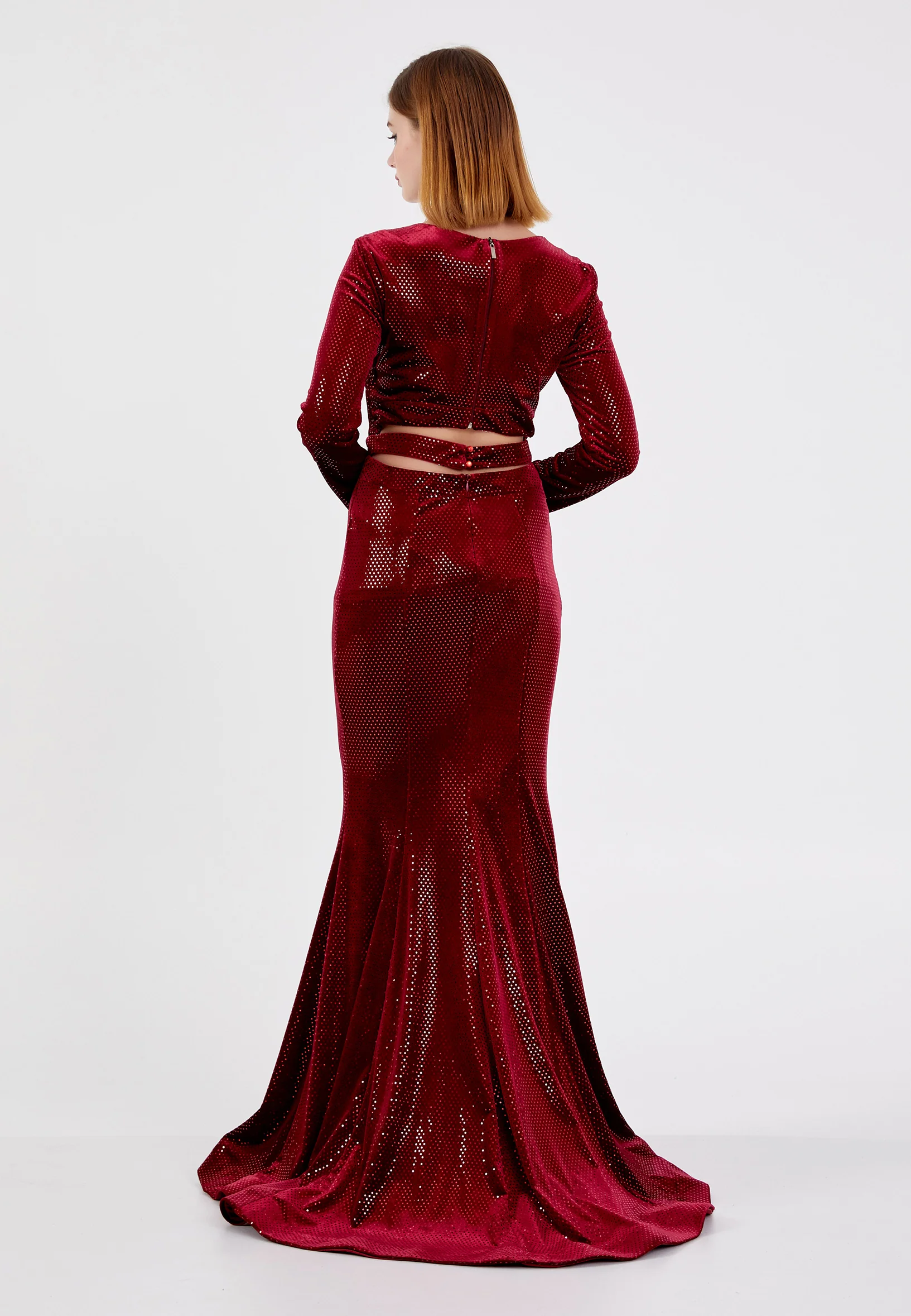 Long Sleeve Maxi Velvet Mermaid Regular Evening Dress frc4350 - Image 6