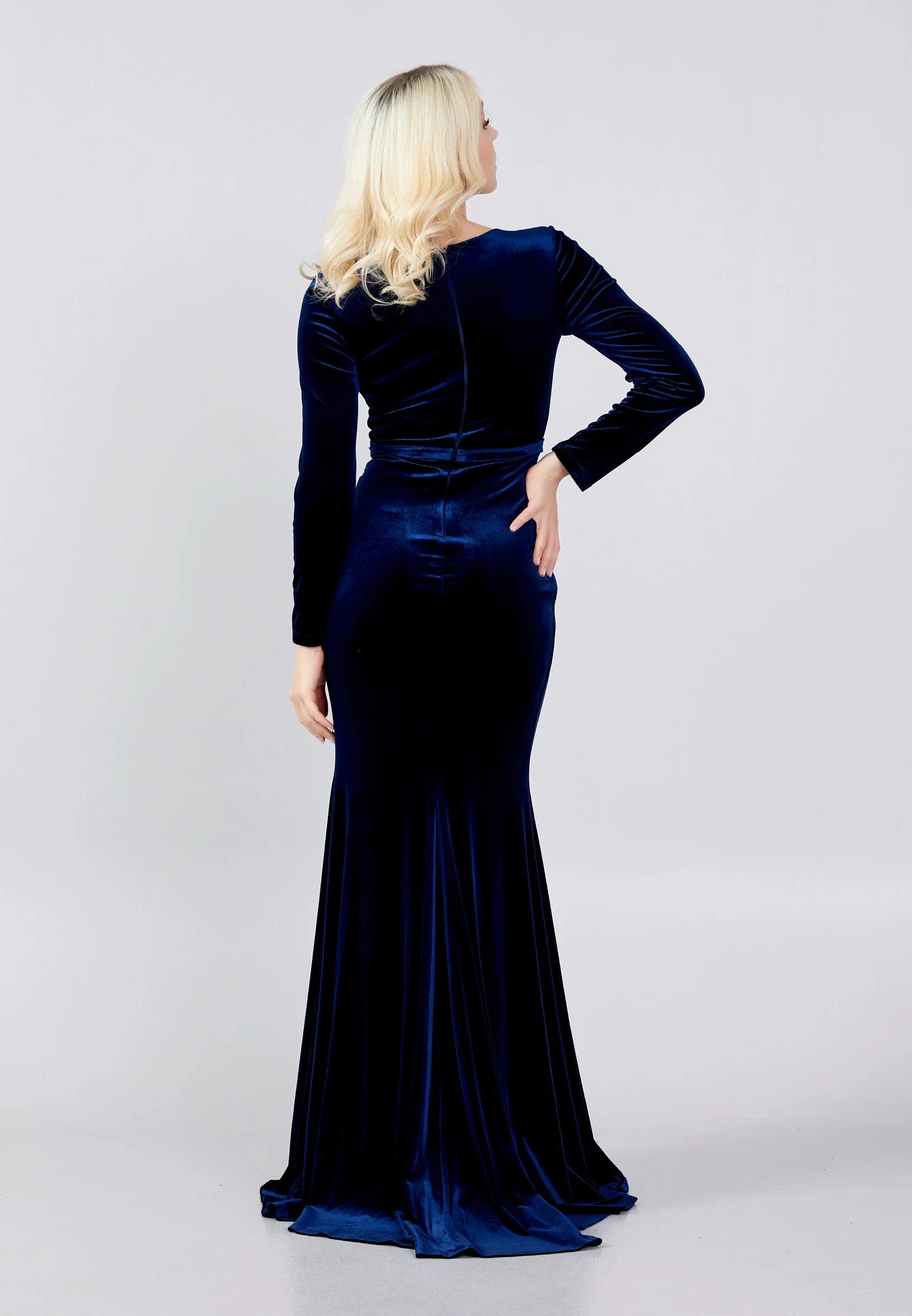 Long Sleeve Maxi Velvet Mermaid Regular Evening Dress frc4874 - Image 10