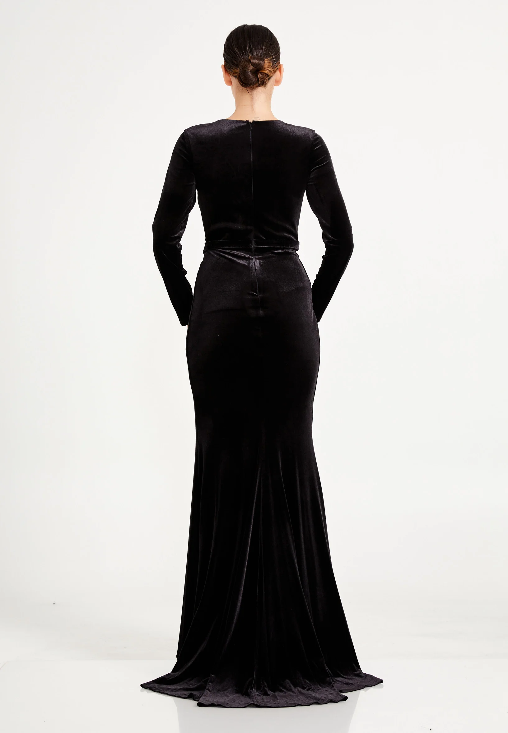 Long Sleeve Maxi Velvet Mermaid Regular Evening Dress frc4874 - Image 2
