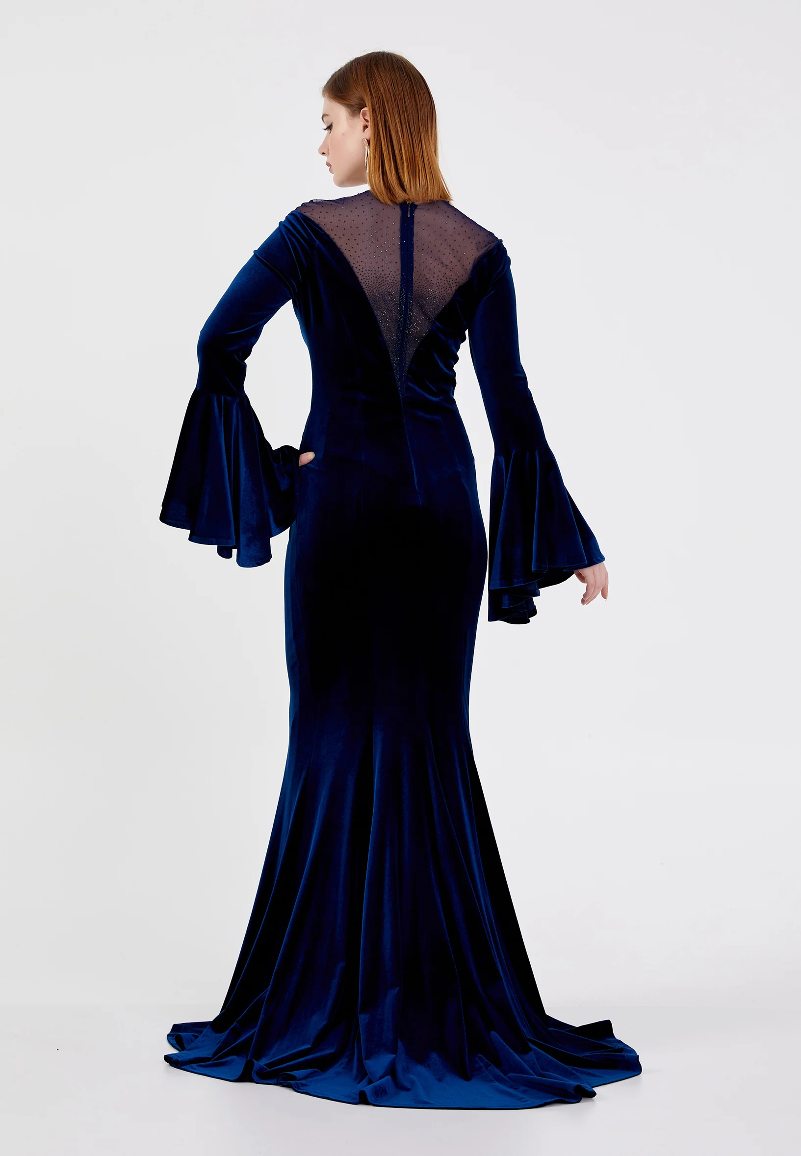 Long Sleeve Maxi Velvet Mermaid Regular Evening Dress frc4927 - Image 6