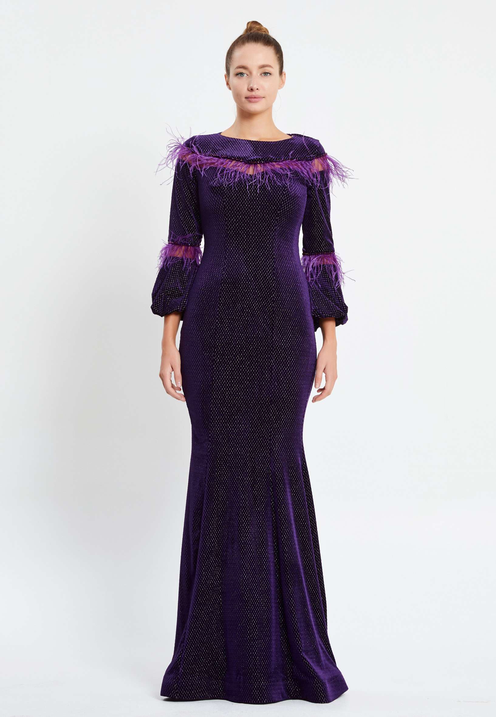 Long Sleeve Maxi Velvet Mermaid Regular Evening Dress pnl6891 - Image 13