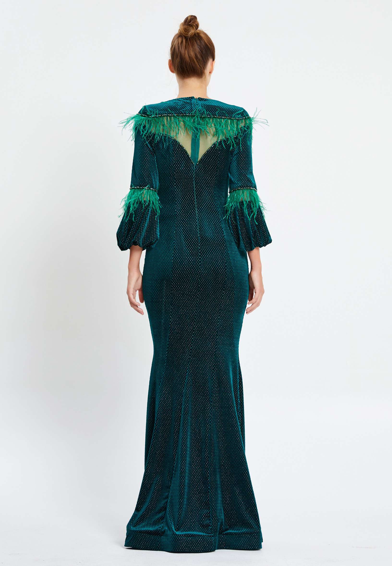 Long Sleeve Maxi Velvet Mermaid Regular Evening Dress pnl6891 - Image 6