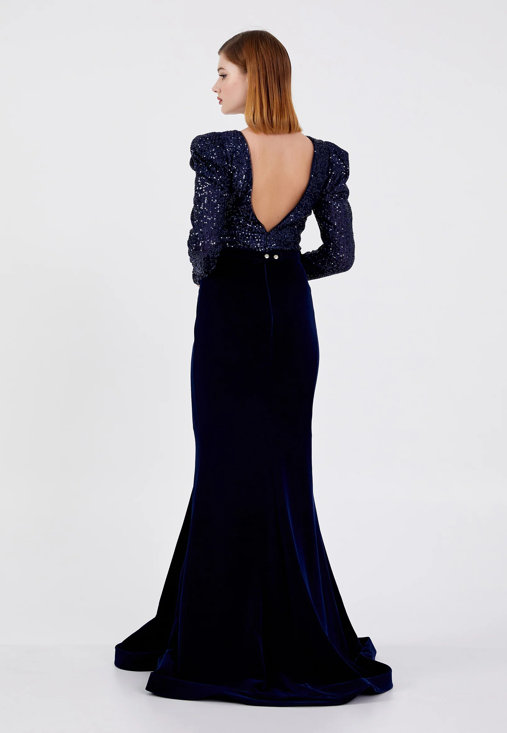 Long Sleeve Maxi Velvet Mermaid Regular Prom Dress dkl484 - Image 10