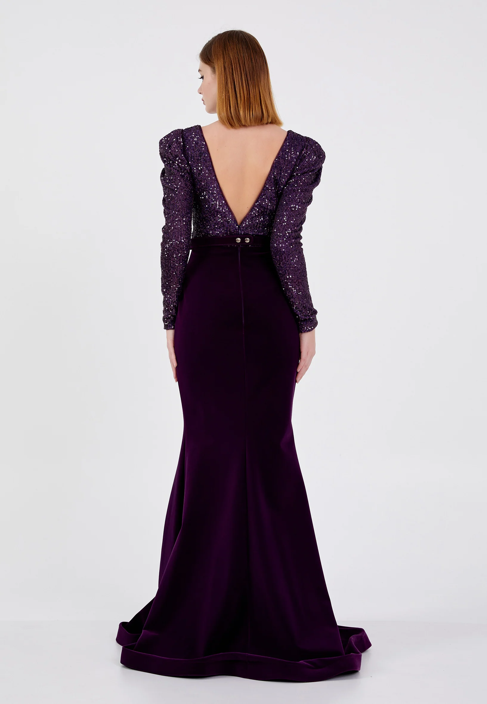 Long Sleeve Maxi Velvet Mermaid Regular Prom Dress dkl484 - Image 14