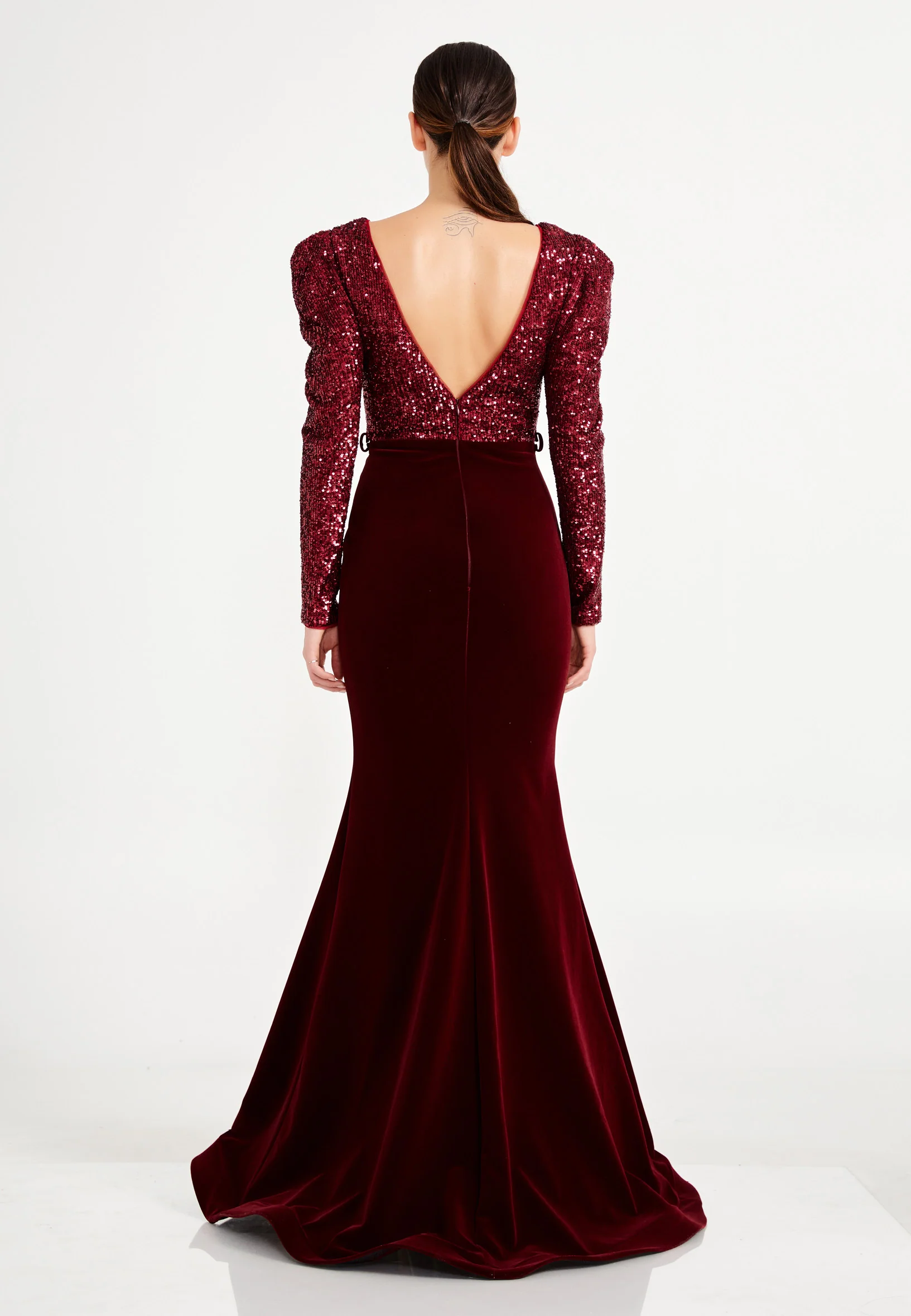 Long Sleeve Maxi Velvet Mermaid Regular Prom Dress dkl484 - Image 2