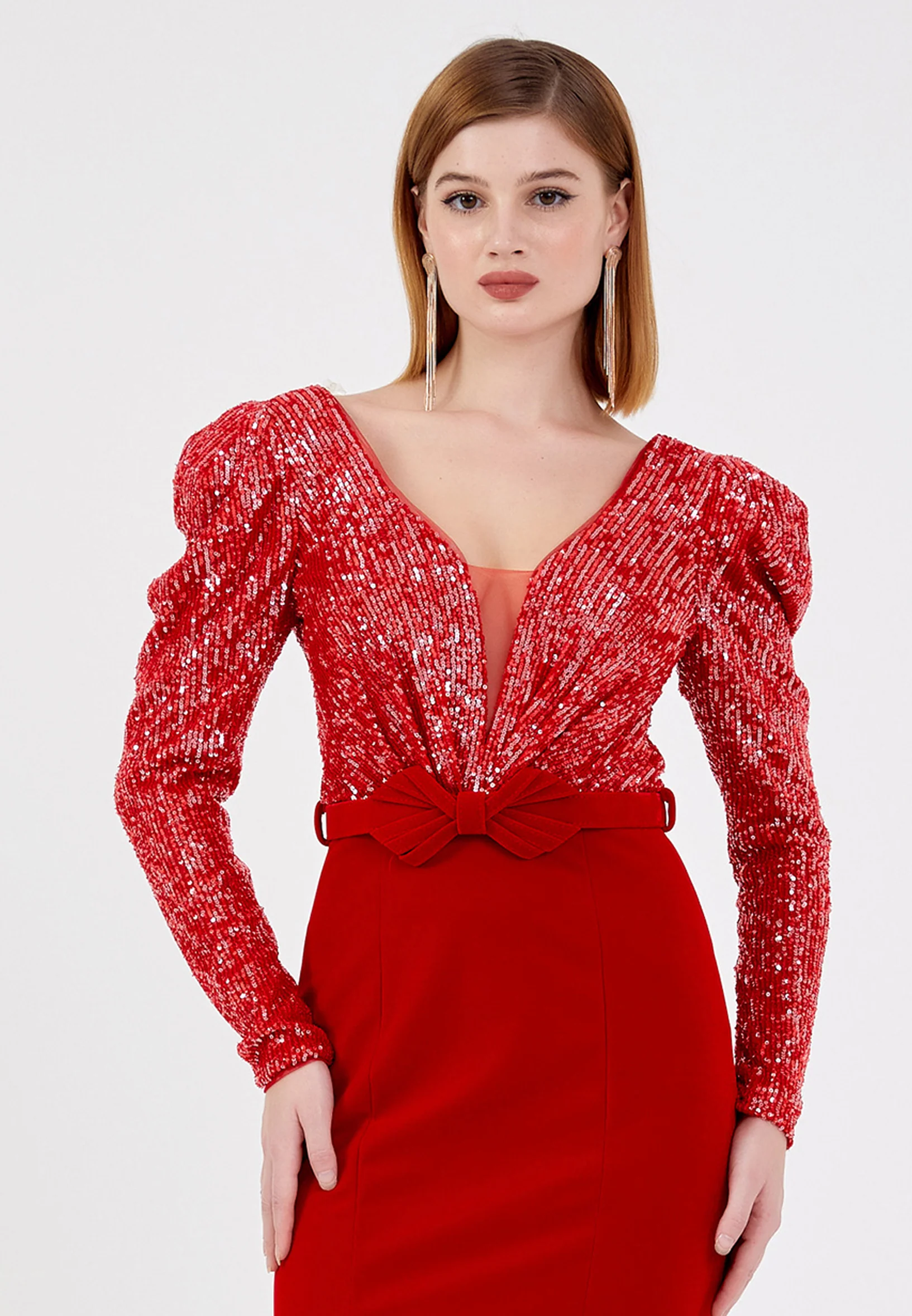 Long Sleeve Maxi Velvet Mermaid Regular Prom Dress dkl484 - Image 20