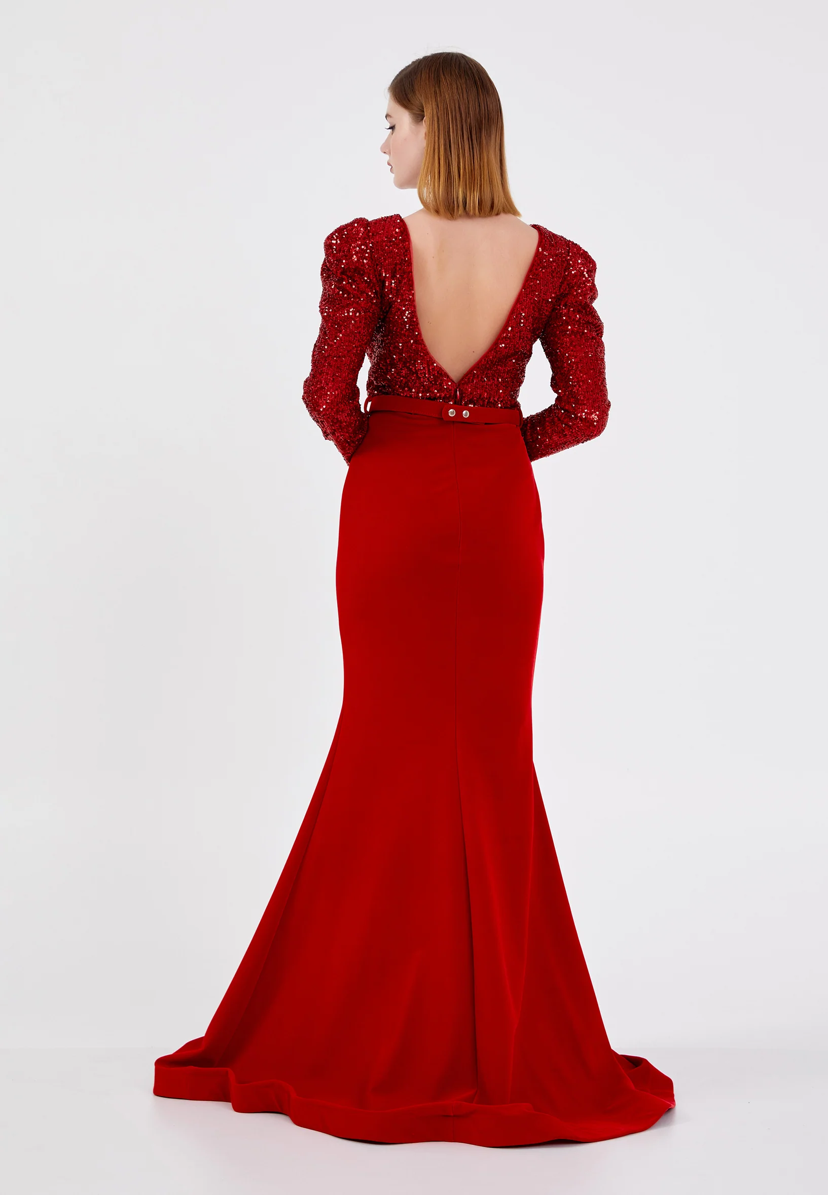Long Sleeve Maxi Velvet Mermaid Regular Prom Dress dkl484 - Image 6