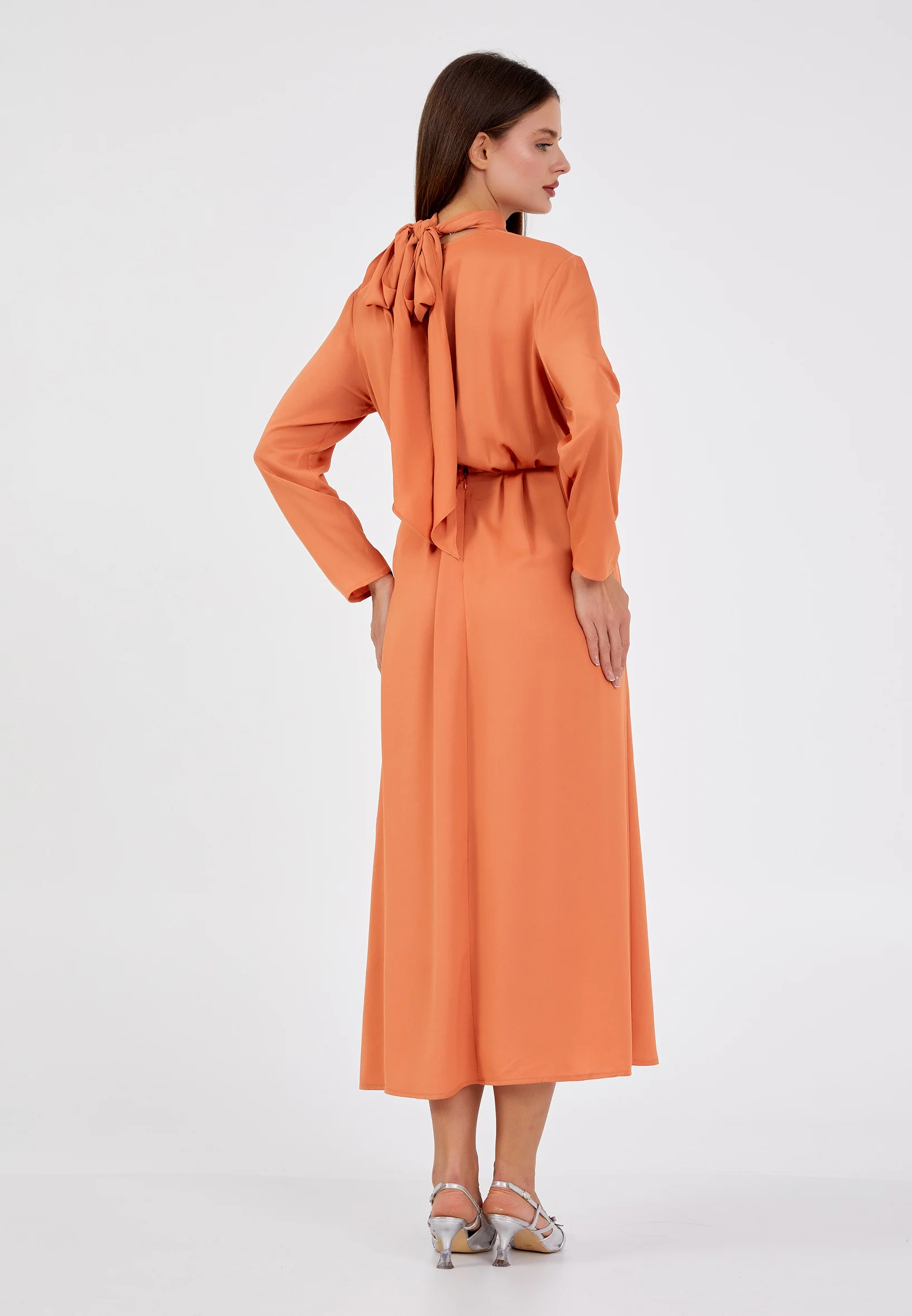 Long Sleeve Maxi Viscose Column Regular Casual Dress ber23k5141 - Image 2