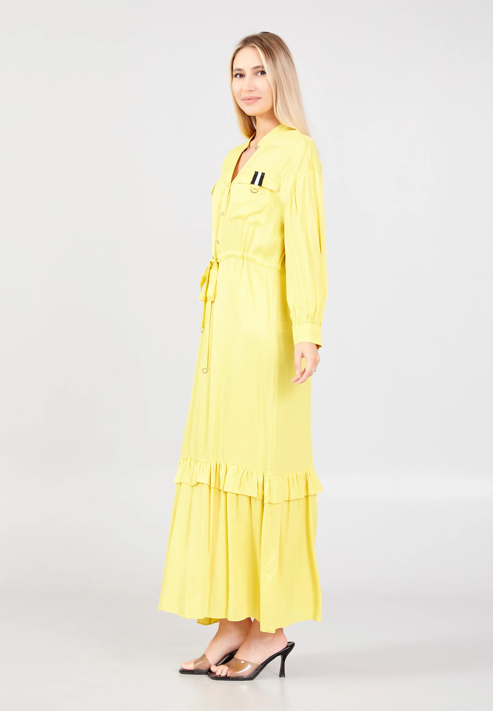 Long Sleeve Maxi Viscose Column Regular Casual Dress huk02e044 - Image 11
