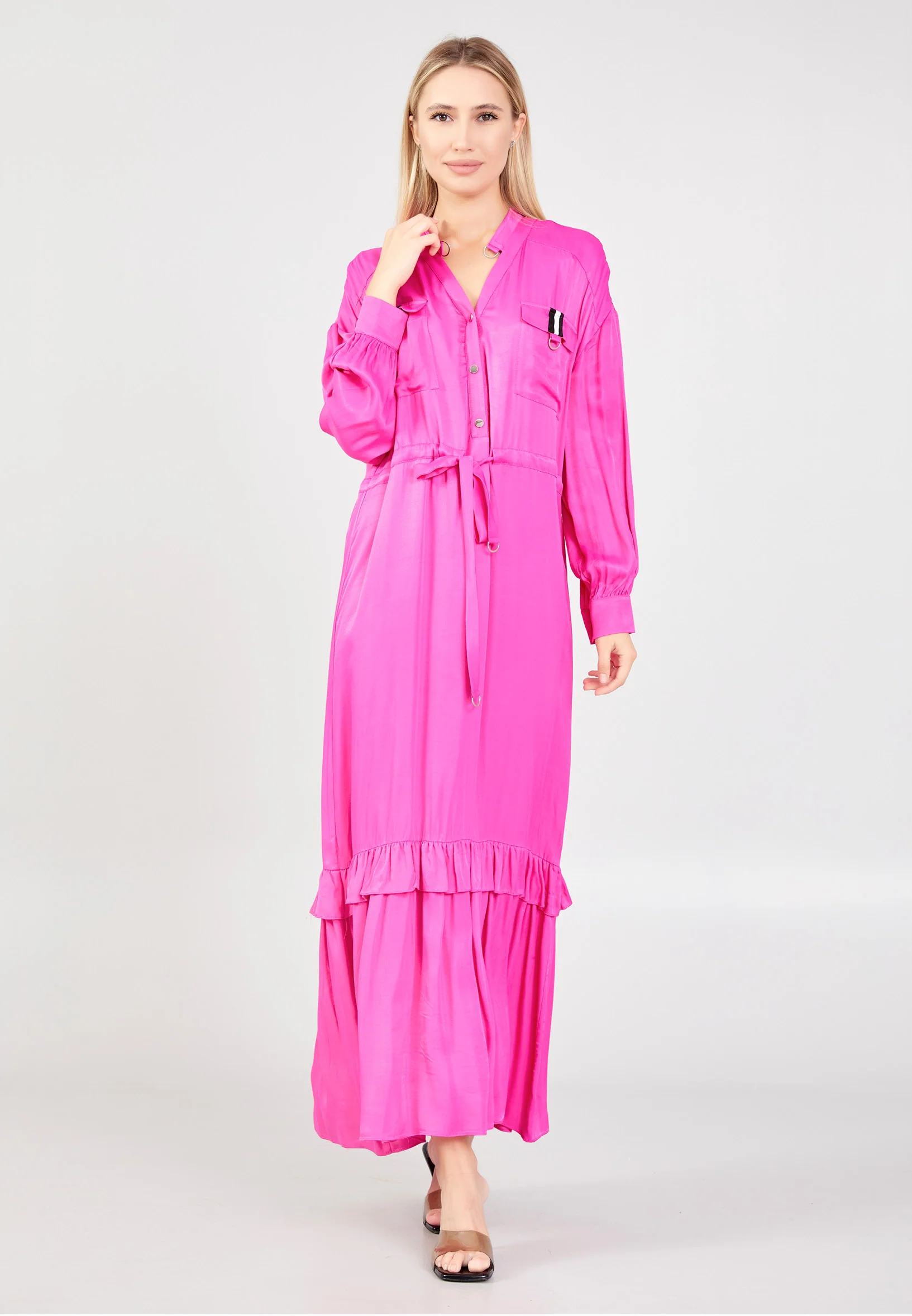 Long Sleeve Maxi Viscose Column Regular Casual Dress huk02e044 - Image 5