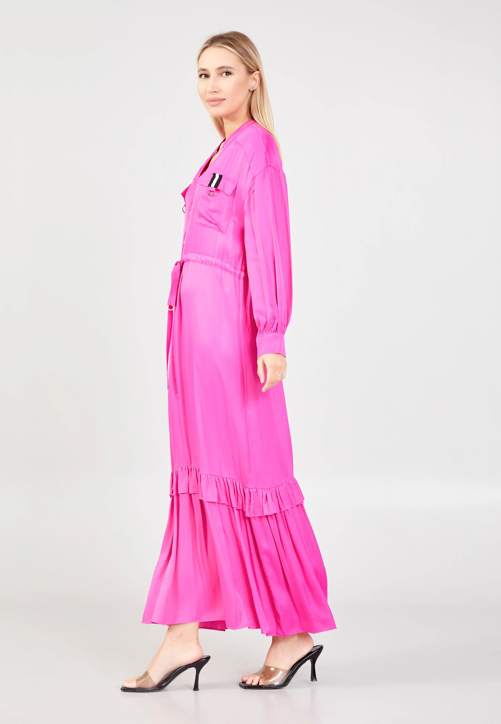 Long Sleeve Maxi Viscose Column Regular Casual Dress huk02e044 - Image 7