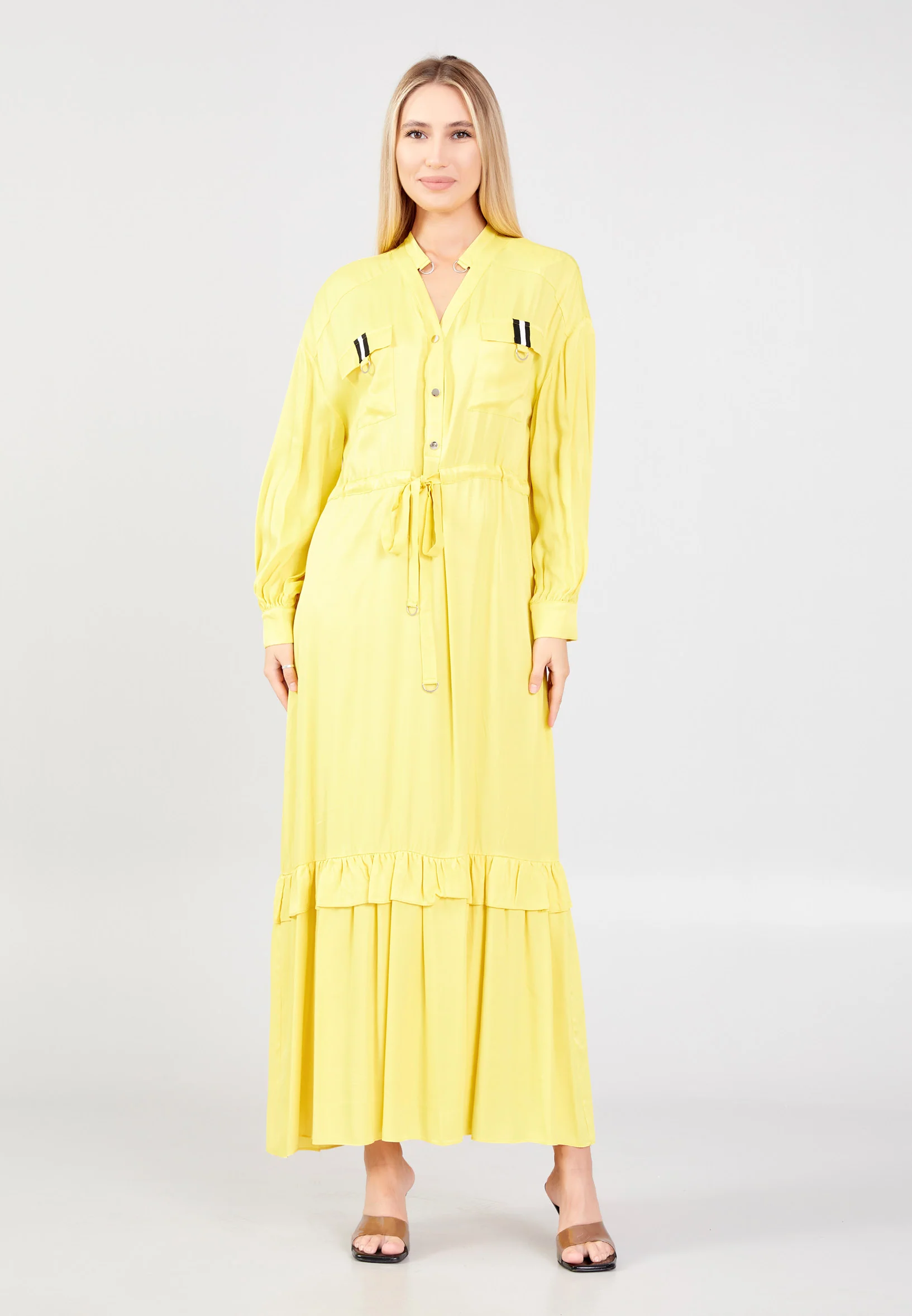 Long Sleeve Maxi Viscose Column Regular Casual Dress huk02e044 - Image 9
