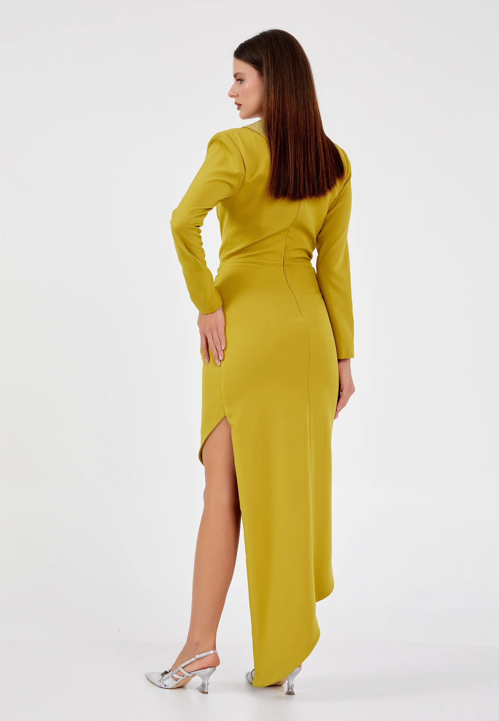 Long Sleeve Maxi Viscose Column Regular Evening Dress odr6698 - Image 6