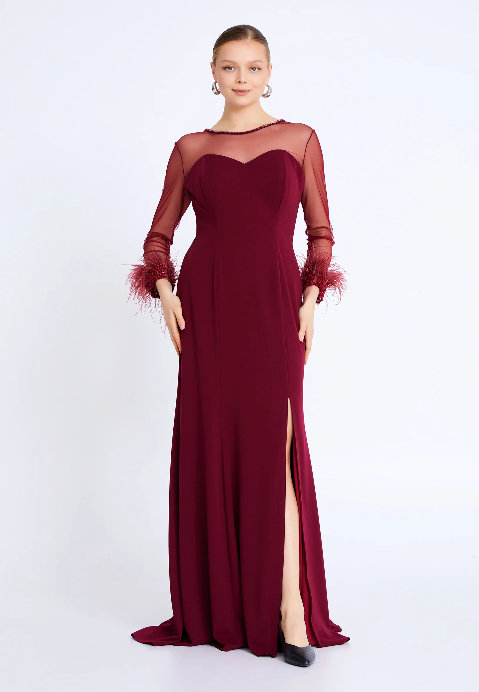 Long Sleeve Maxi Viscose Mermaid Plus Size Wedding Guest Dress prl773 - Image 5