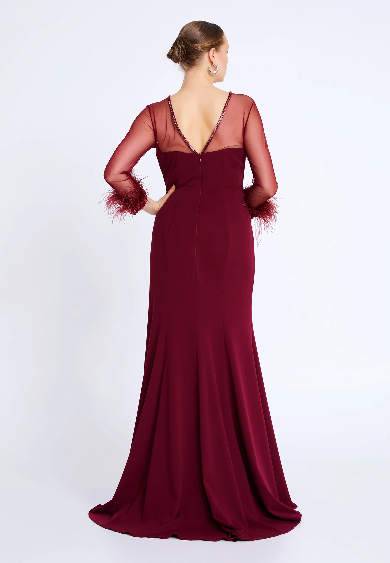 Long Sleeve Maxi Viscose Mermaid Plus Size Wedding Guest Dress prl773 - Image 6