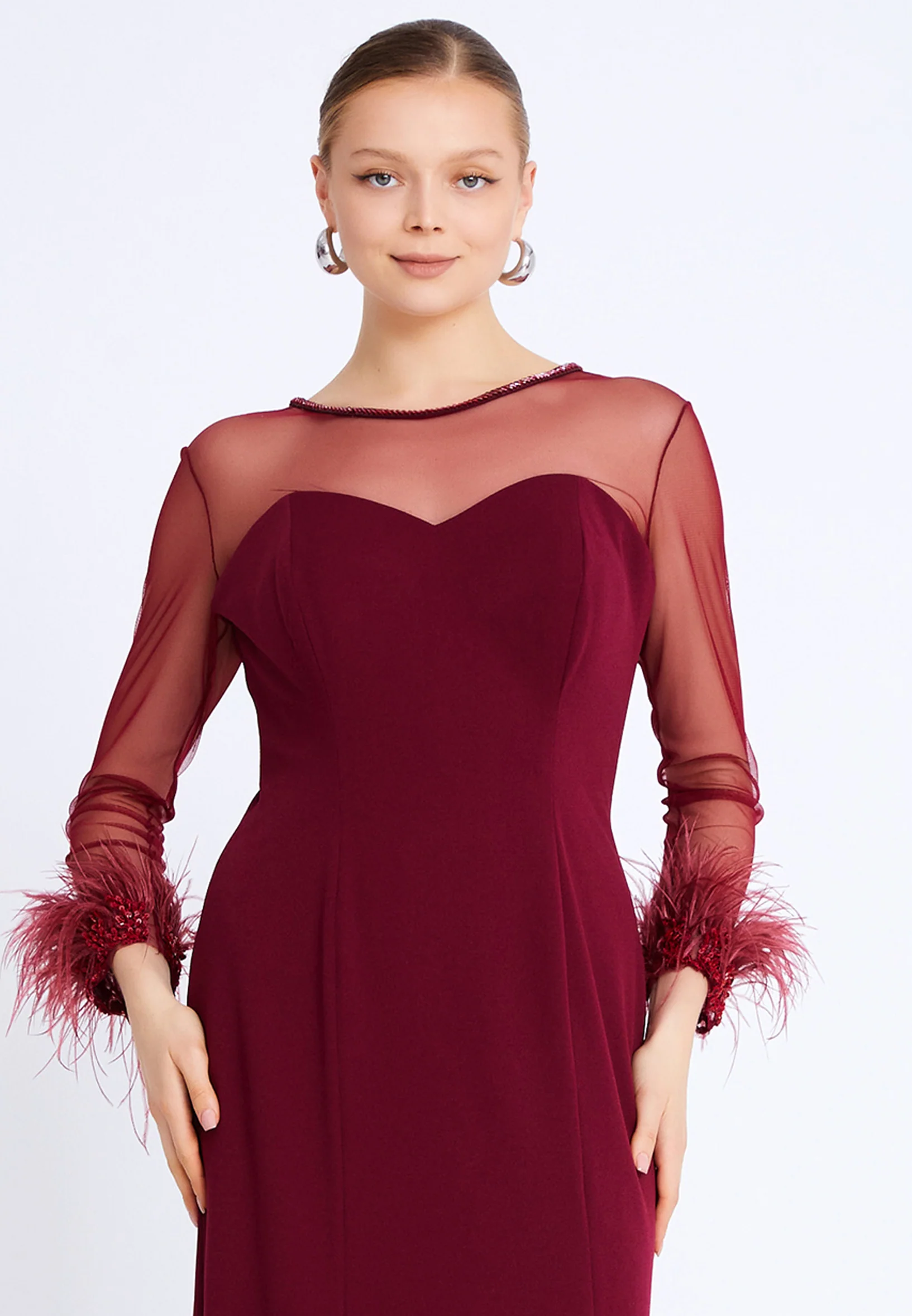 Long Sleeve Maxi Viscose Mermaid Plus Size Wedding Guest Dress prl773 - Image 8