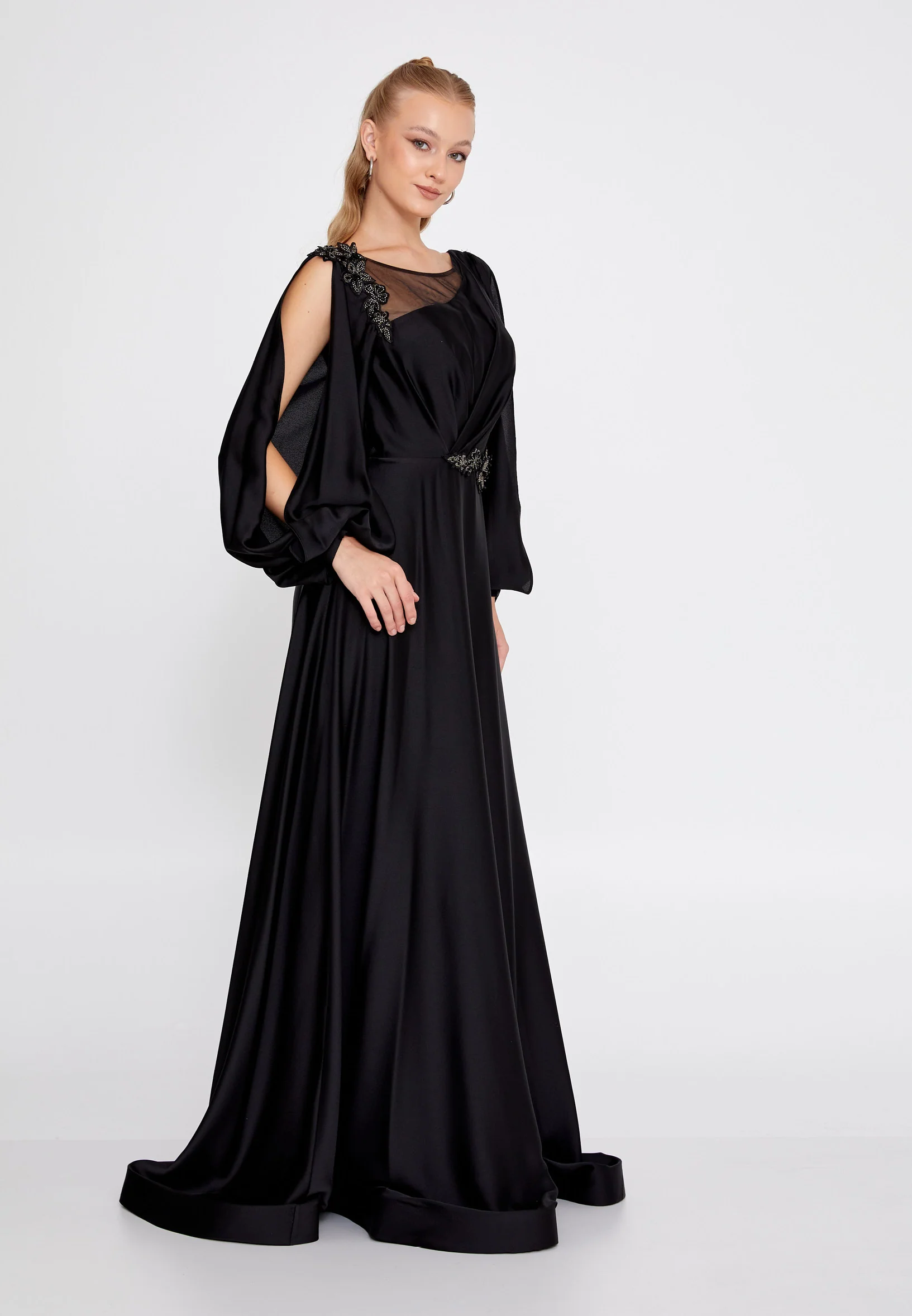 Long Sleeve Maxi Viscose Mermaid Regular Wedding Guest Dress bql2409 - Image 3