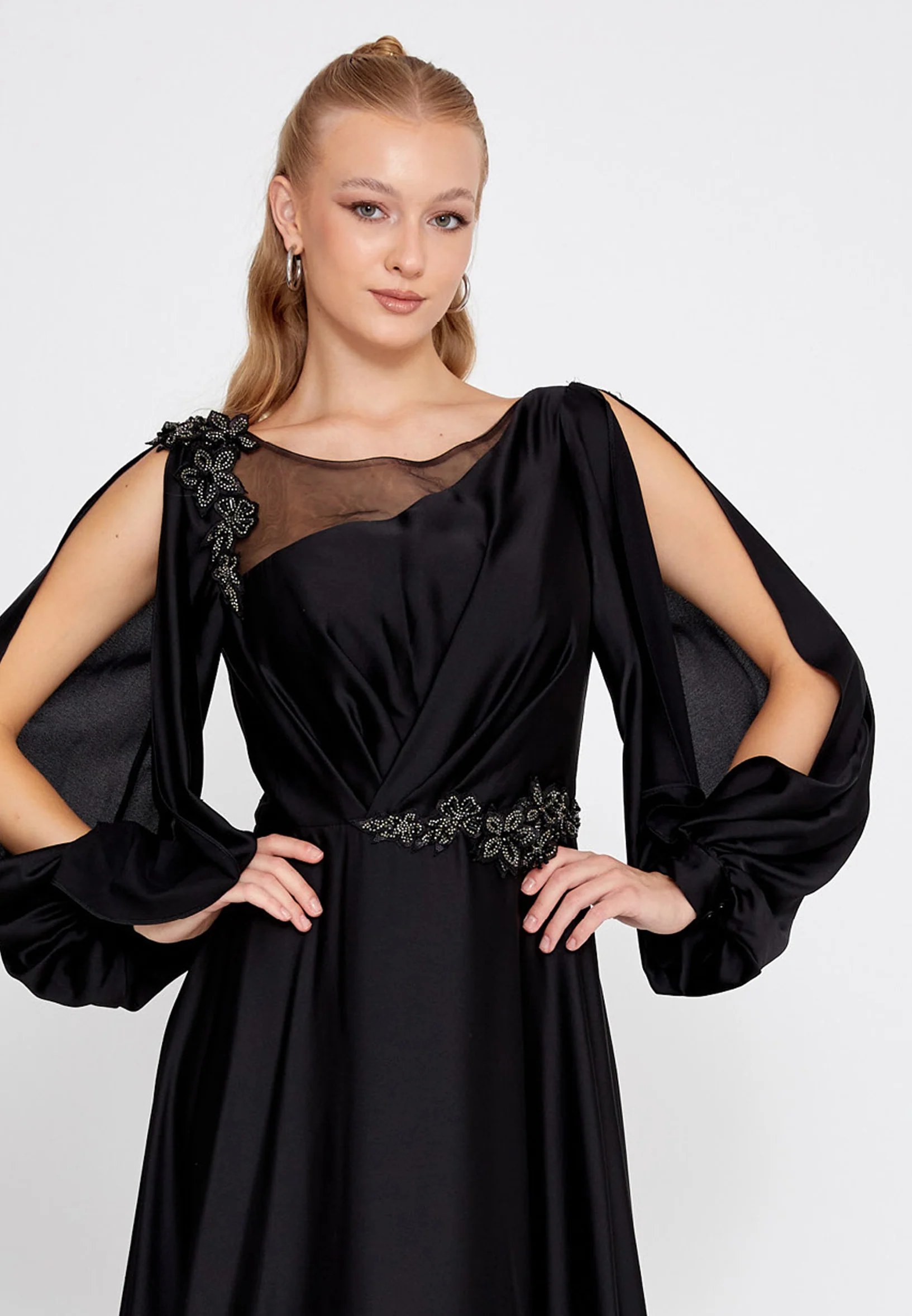 Long Sleeve Maxi Viscose Mermaid Regular Wedding Guest Dress bql2409 - Image 4