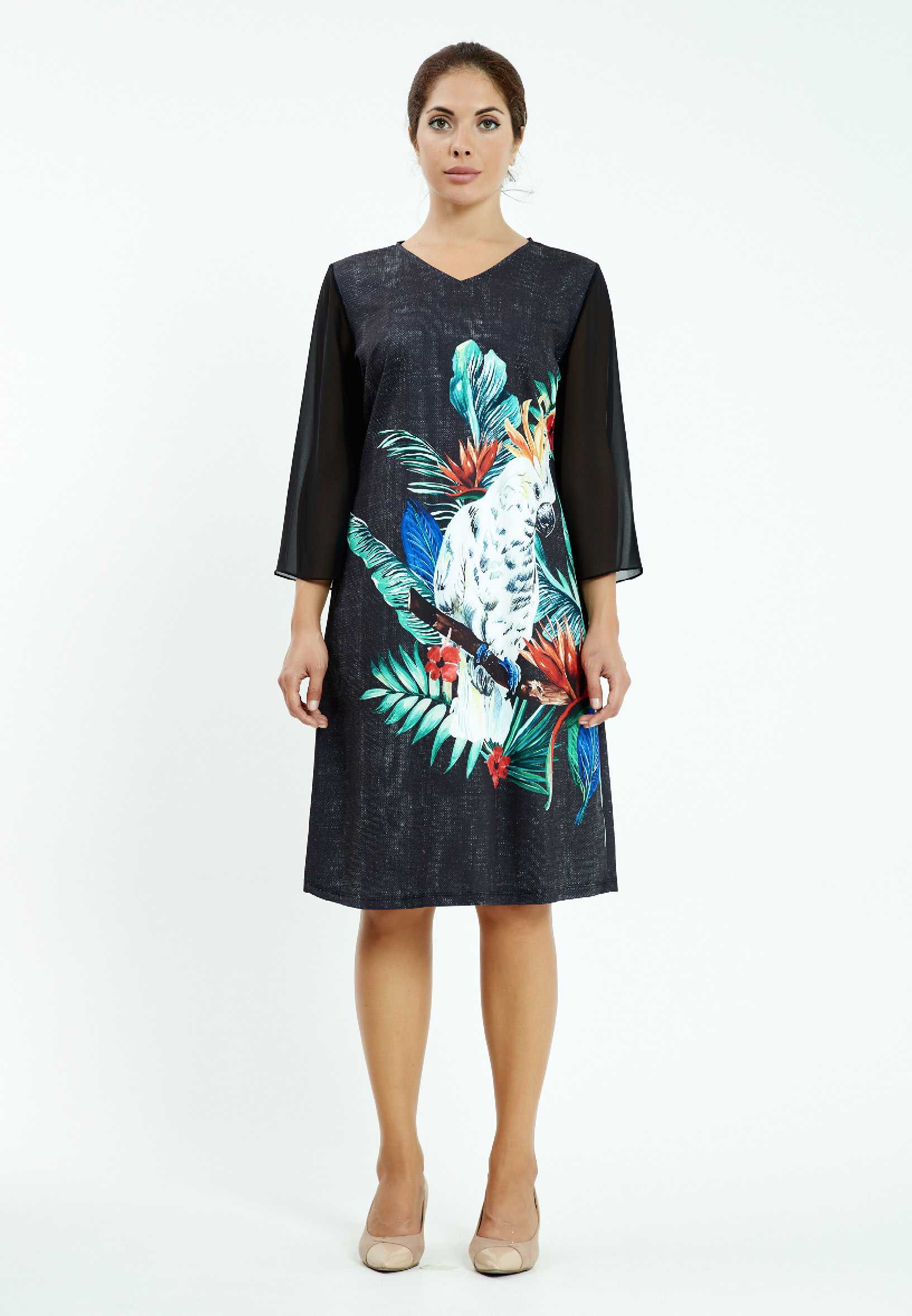 Long Sleeve Midi Chiffon Column Plus Size Casual Dress ayb20y9512
