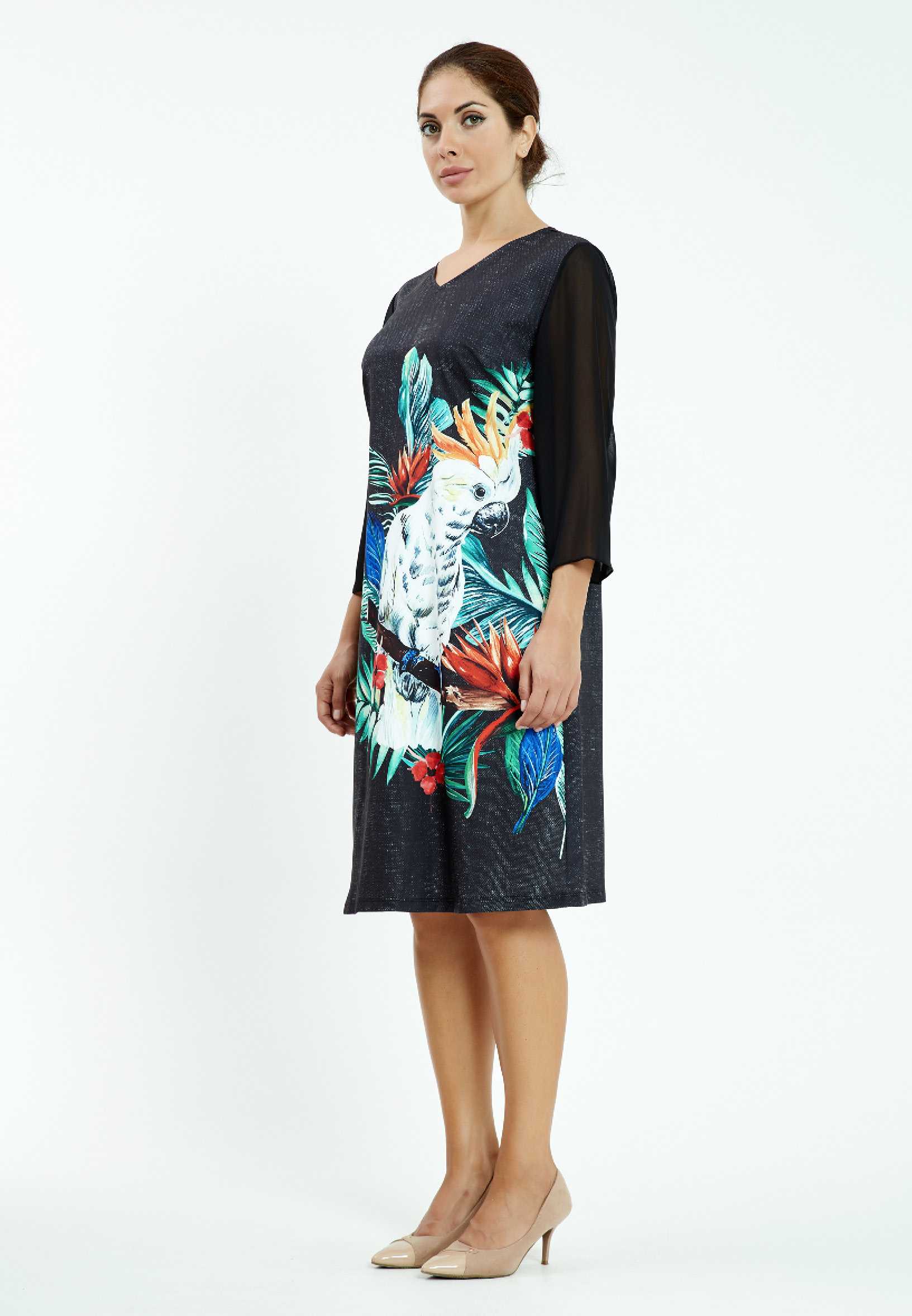 Long Sleeve Midi Chiffon Column Plus Size Casual Dress ayb20y9512 - Image 3