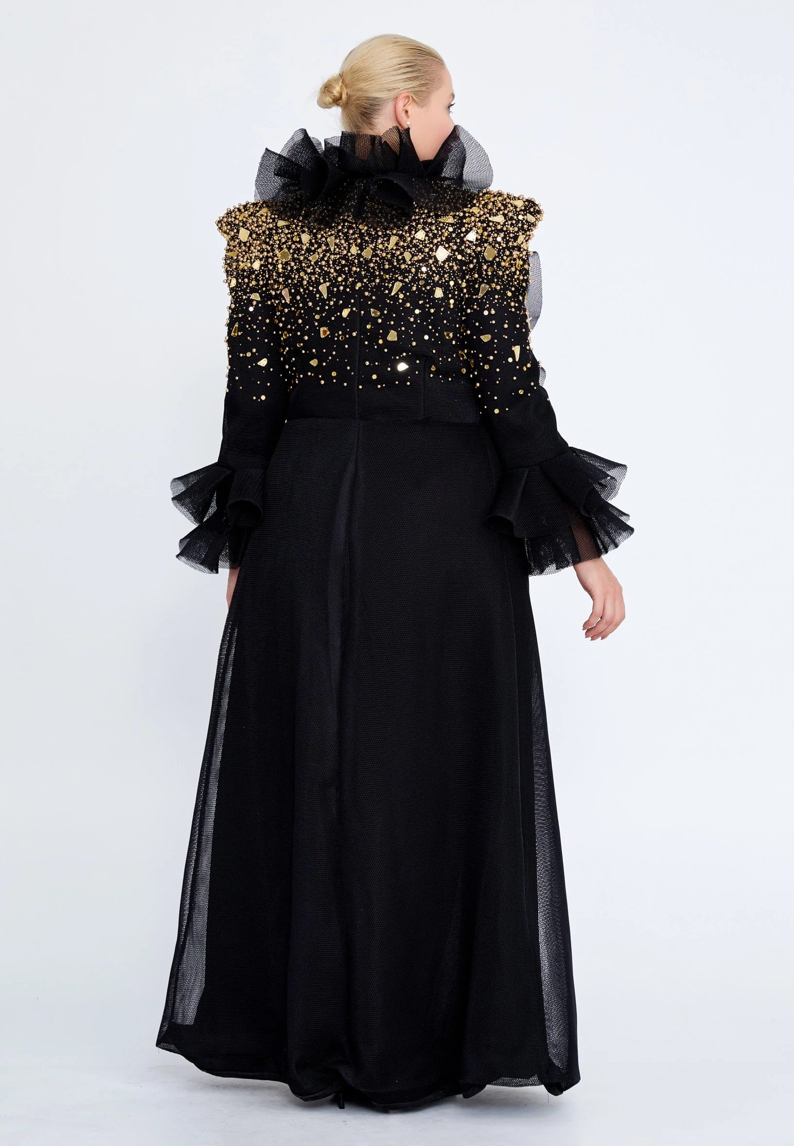 Long Sleeve Midi Chiffon Column Plus Size Prom Dress crm5503-1 - Image 7