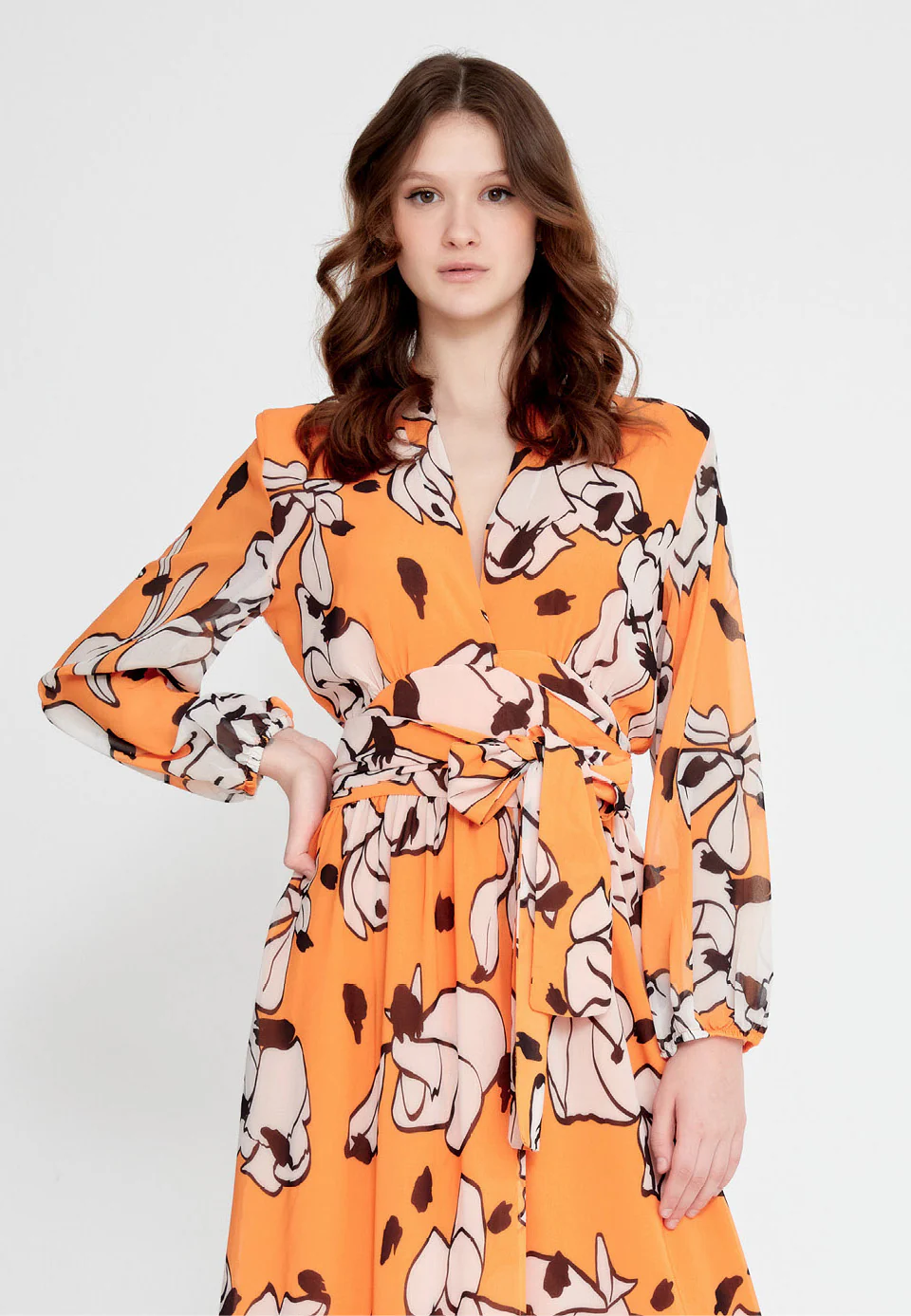 Long Sleeve Midi Chiffon Column Regular Casual Dress ber23y5105 - Image 12