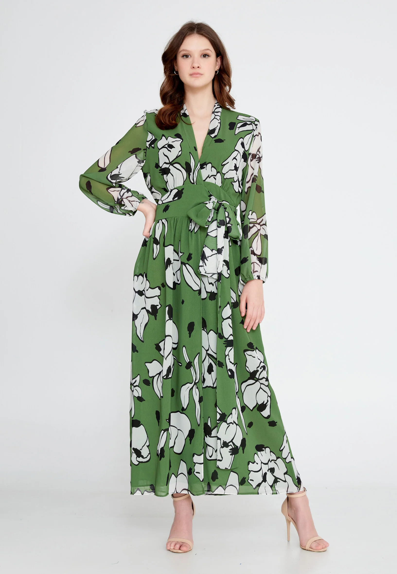 Long Sleeve Midi Chiffon Column Regular Casual Dress ber23y5105 - Image 5