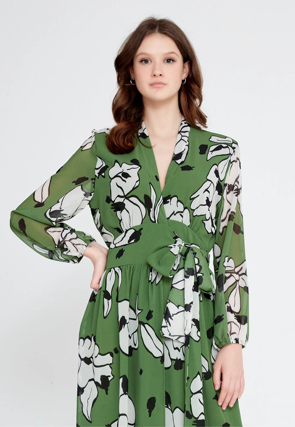 Long Sleeve Midi Chiffon Column Regular Casual Dress ber23y5105 - Image 8