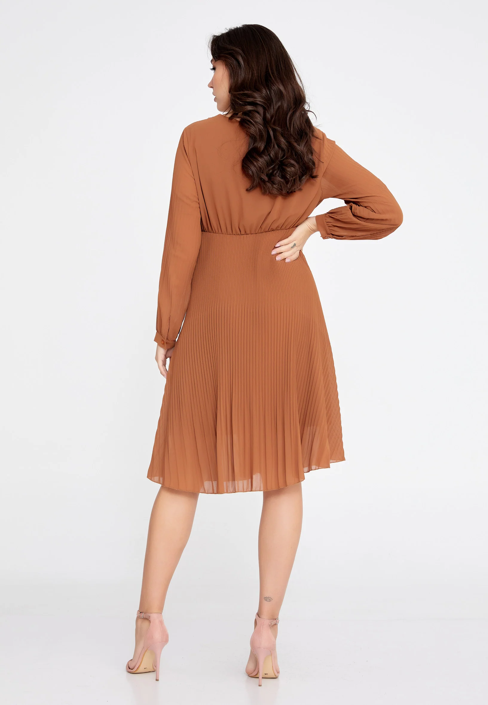 Long Sleeve Midi Chiffon Column Regular Casual Dress cav68538 - Image 10