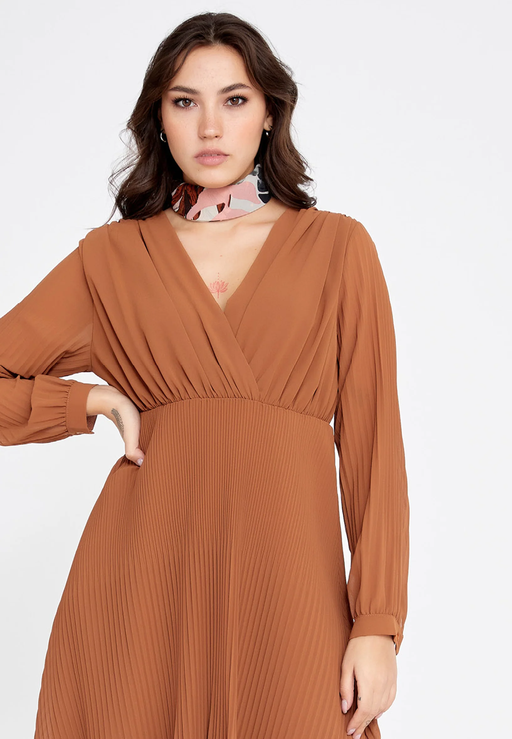 Long Sleeve Midi Chiffon Column Regular Casual Dress cav68538 - Image 12
