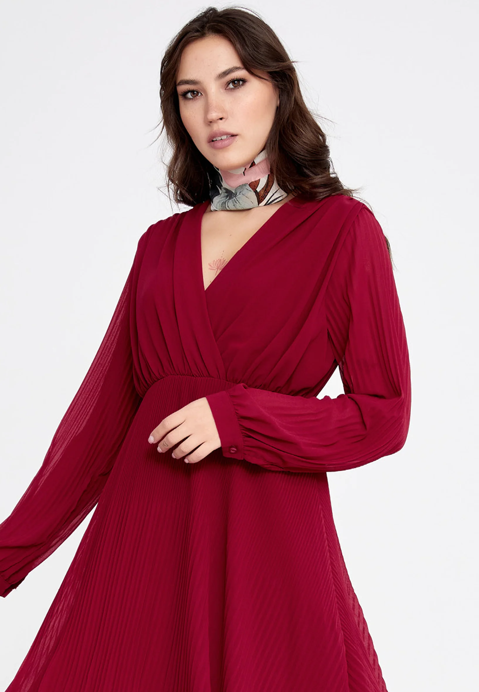 Long Sleeve Midi Chiffon Column Regular Casual Dress cav68538 - Image 16