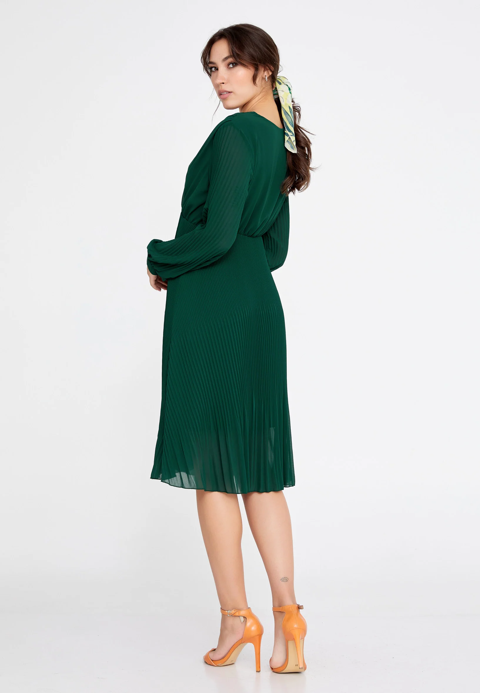 Long Sleeve Midi Chiffon Column Regular Casual Dress cav68538 - Image 18