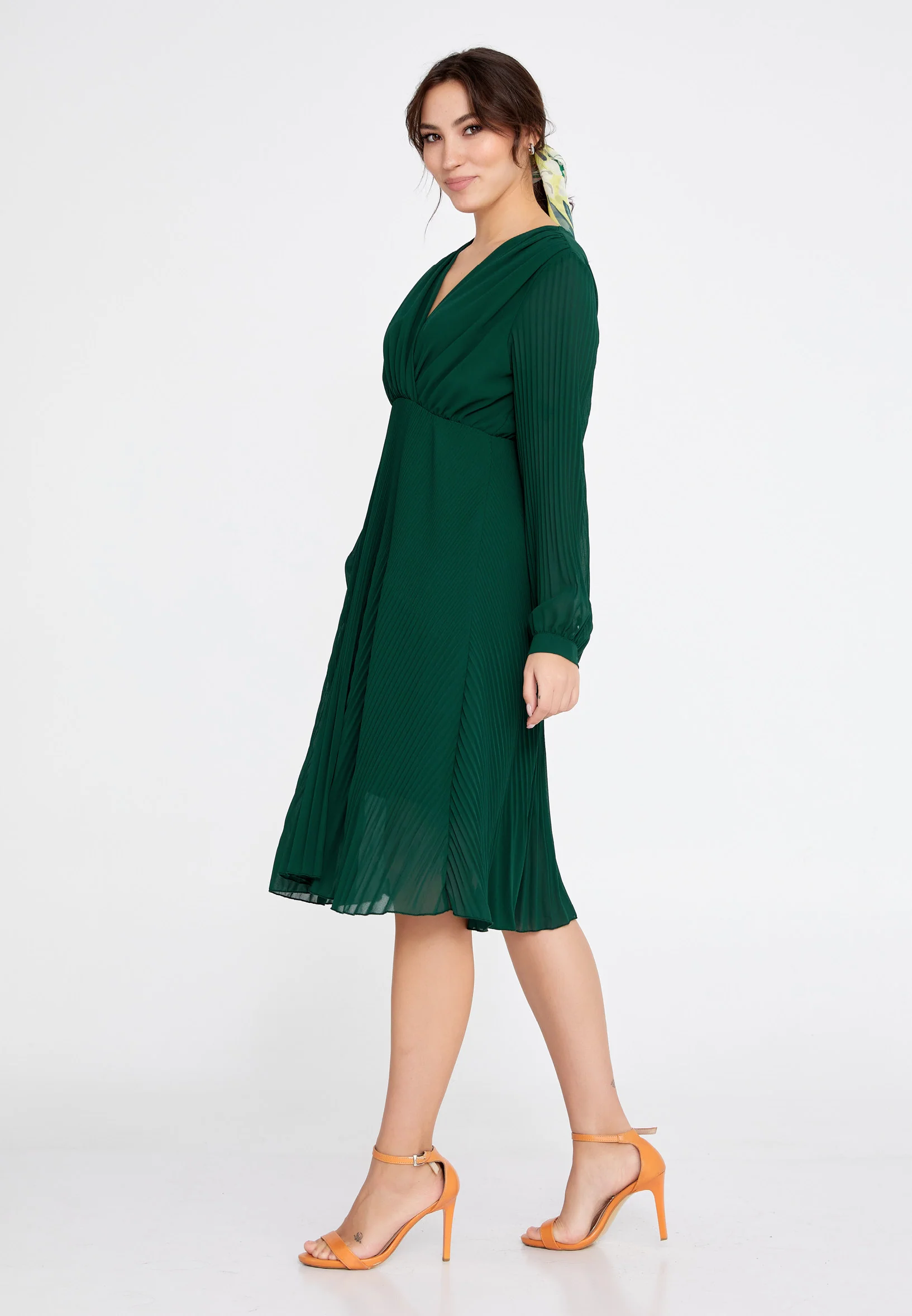 Long Sleeve Midi Chiffon Column Regular Casual Dress cav68538 - Image 19