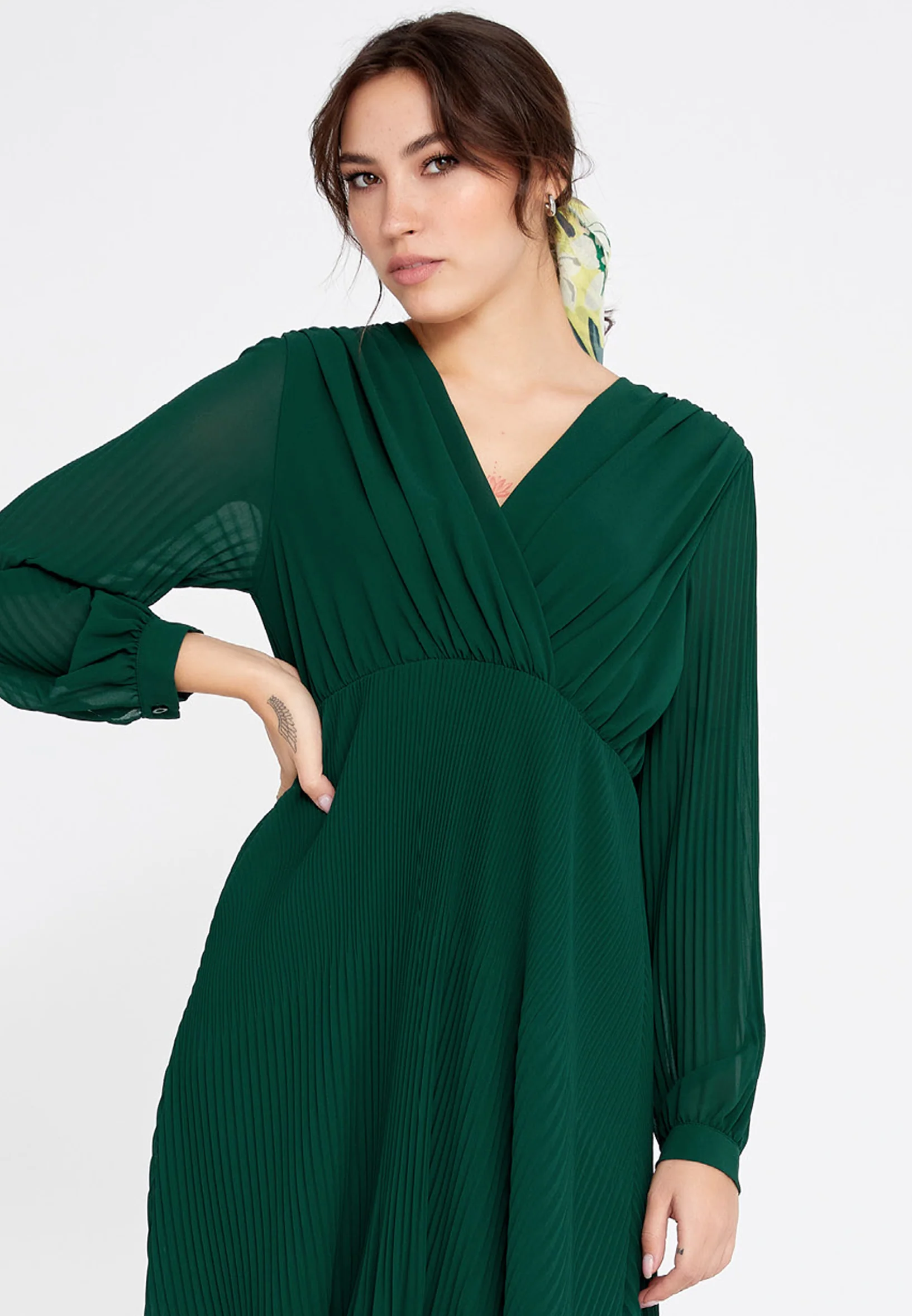 Long Sleeve Midi Chiffon Column Regular Casual Dress cav68538 - Image 20