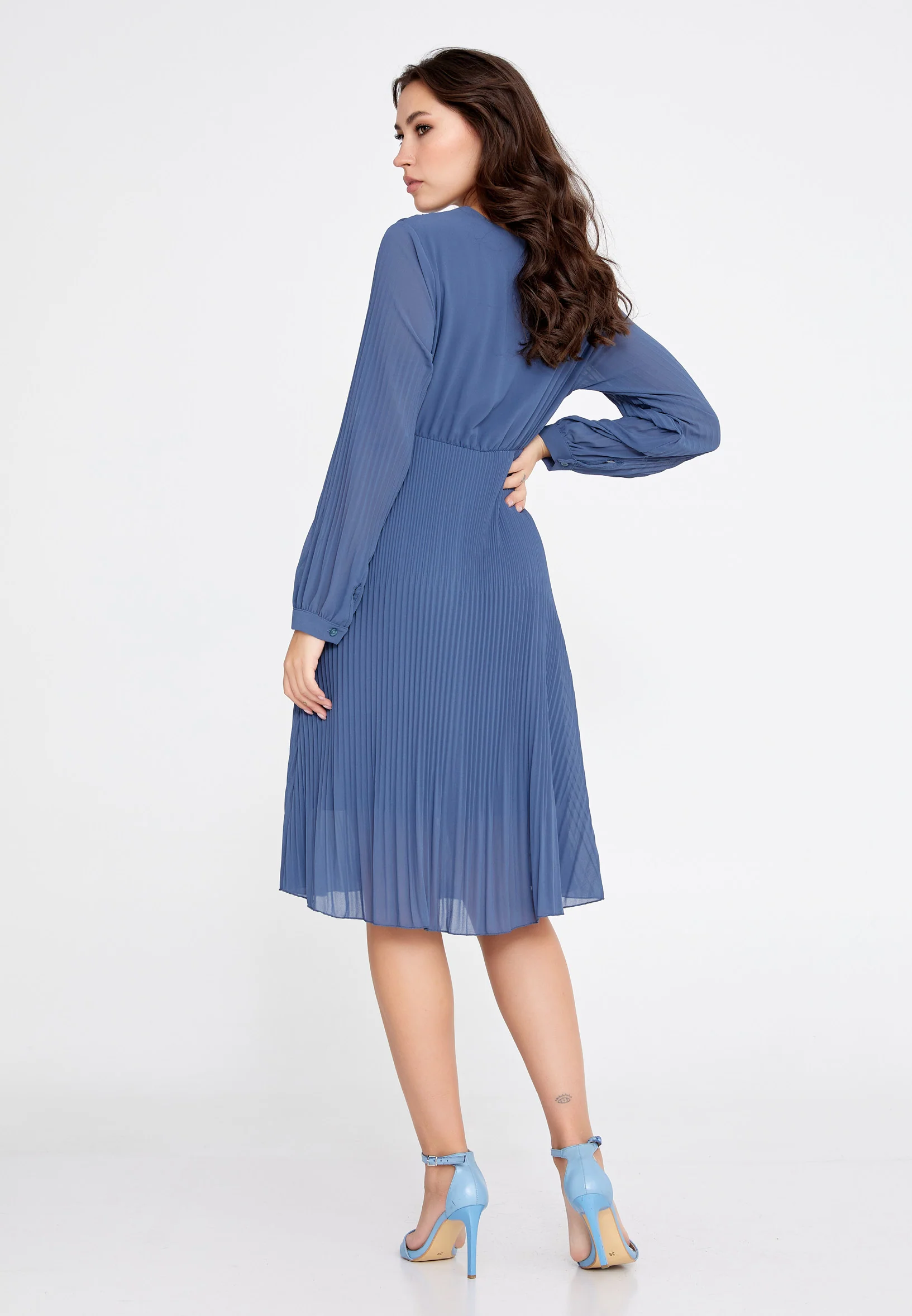 Long Sleeve Midi Chiffon Column Regular Casual Dress cav68538 - Image 6