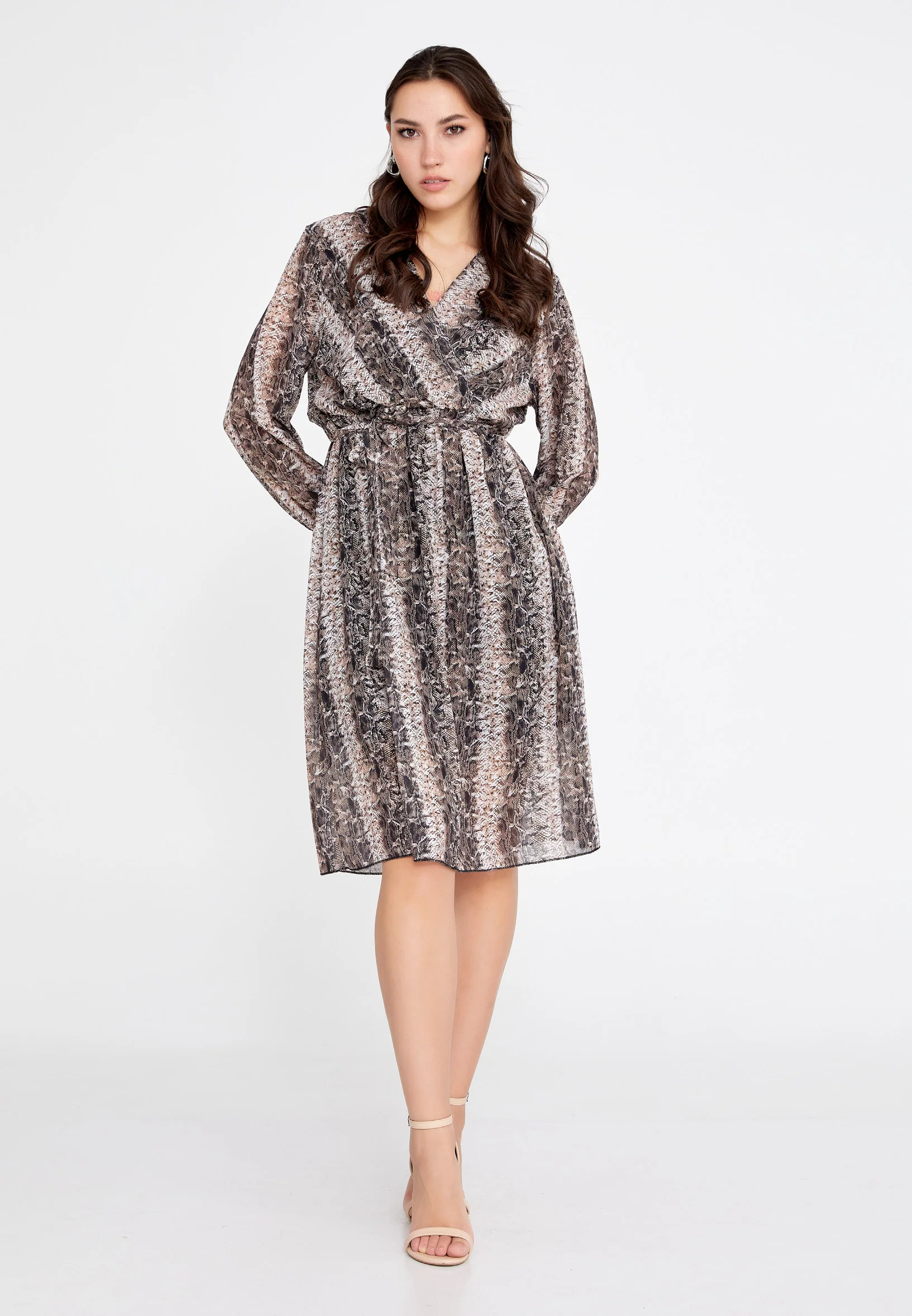Long Sleeve Midi Chiffon Column Regular Casual Dress clf15391c - Image 17