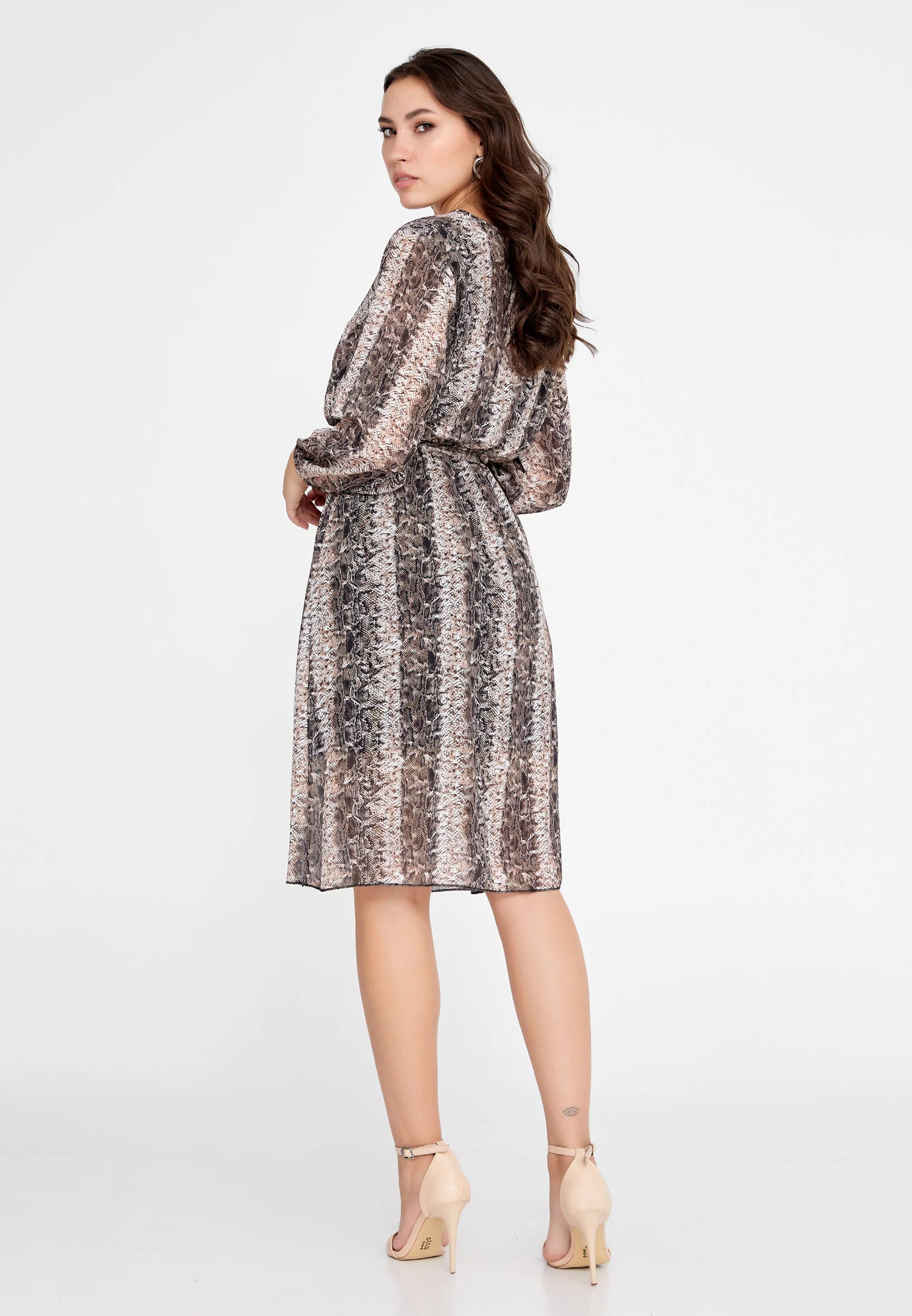 Long Sleeve Midi Chiffon Column Regular Casual Dress clf15391c - Image 18
