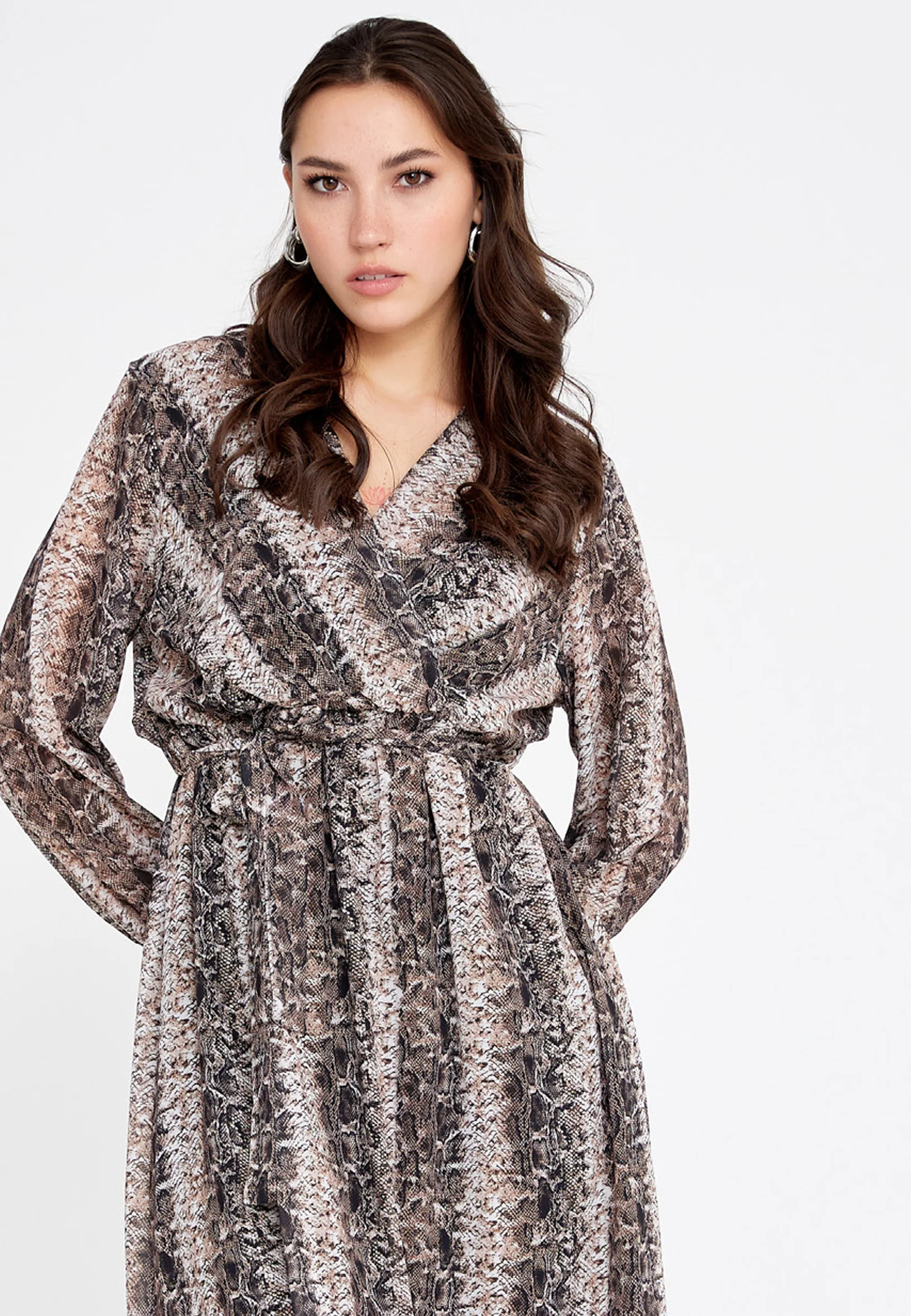 Long Sleeve Midi Chiffon Column Regular Casual Dress clf15391c - Image 20