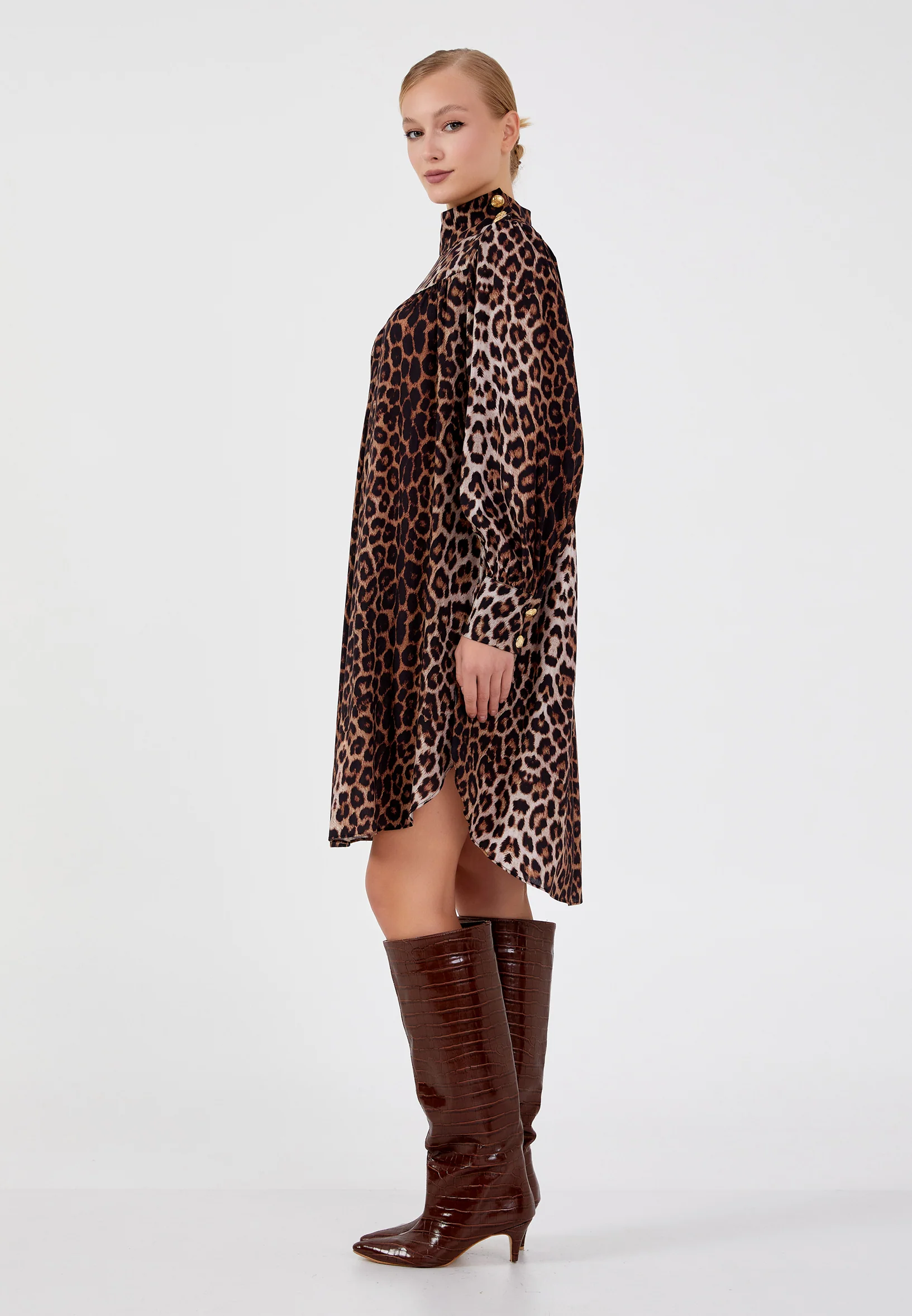 Long Sleeve Midi Chiffon Column Regular Casual Dress shu23sk02035 - Image 3