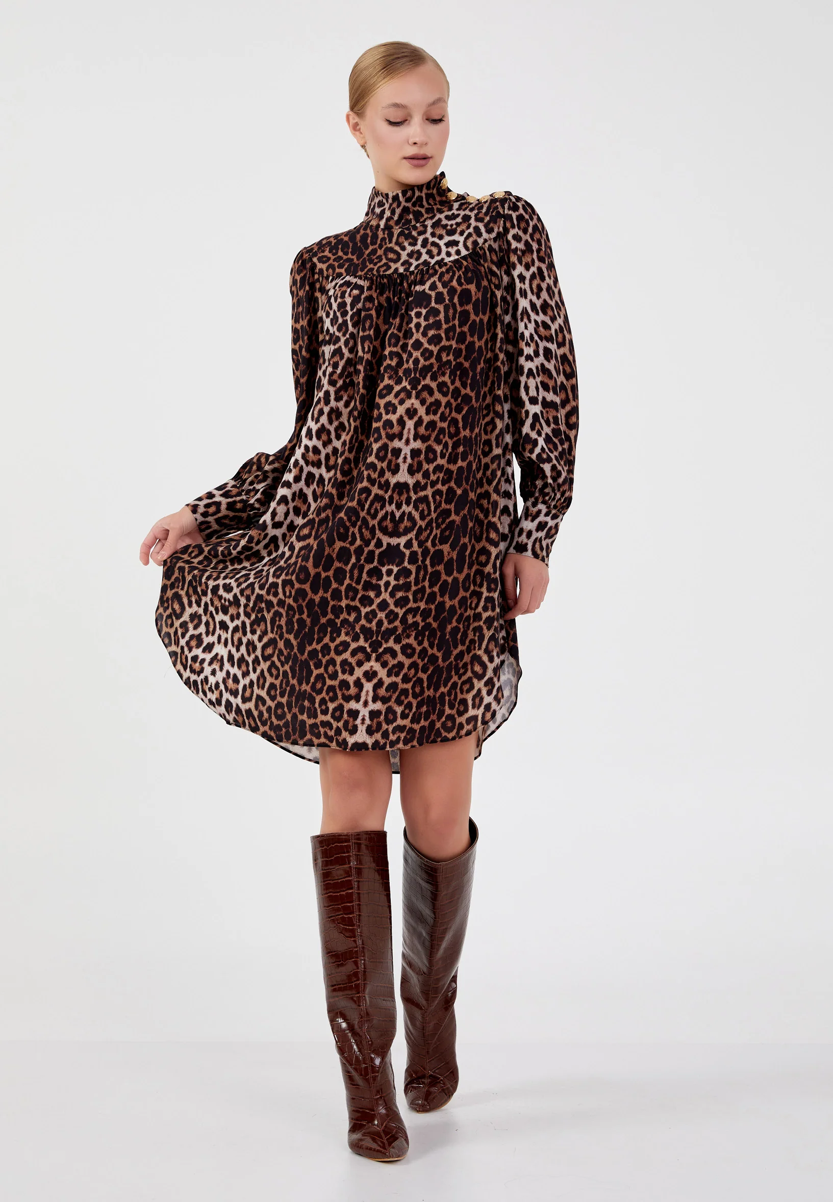 Long Sleeve Midi Chiffon Column Regular Casual Dress shu23sk02035 - Image 6