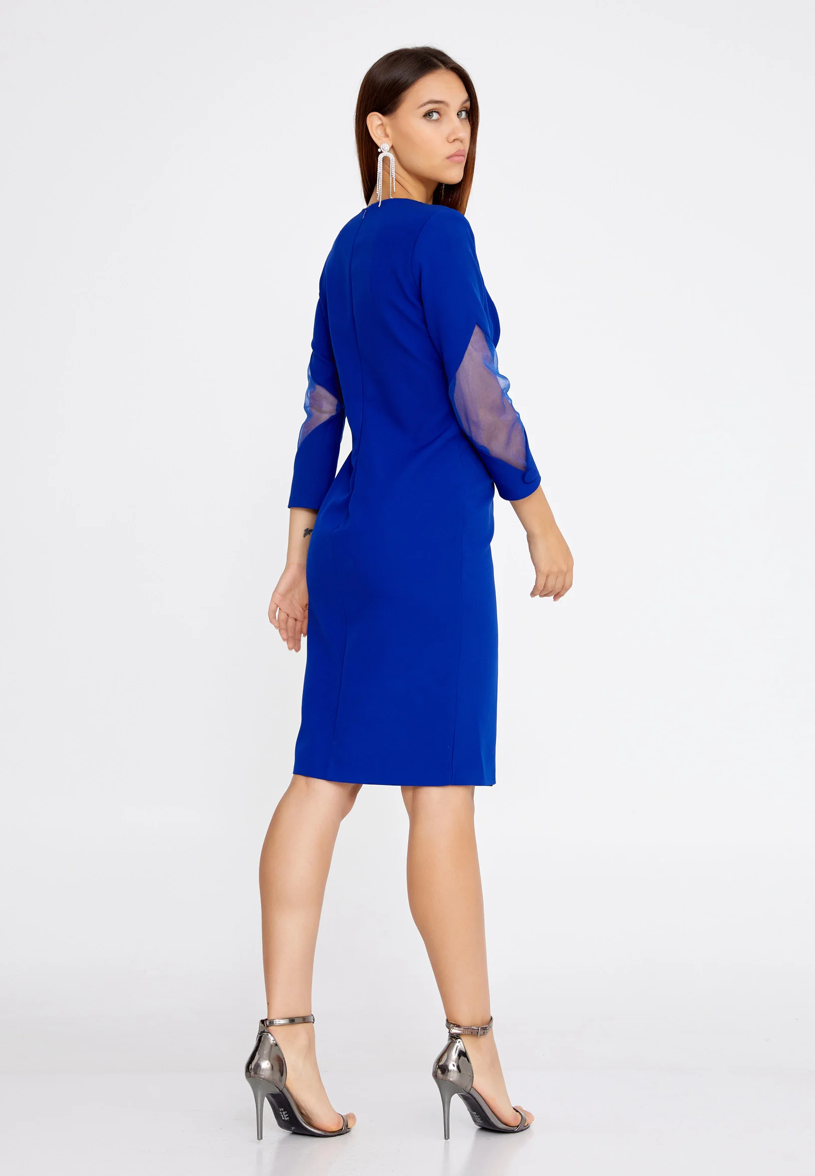 Long Sleeve Midi Crepe Bodycon Regular Cocktail Dress jnm20-041 - Image 2