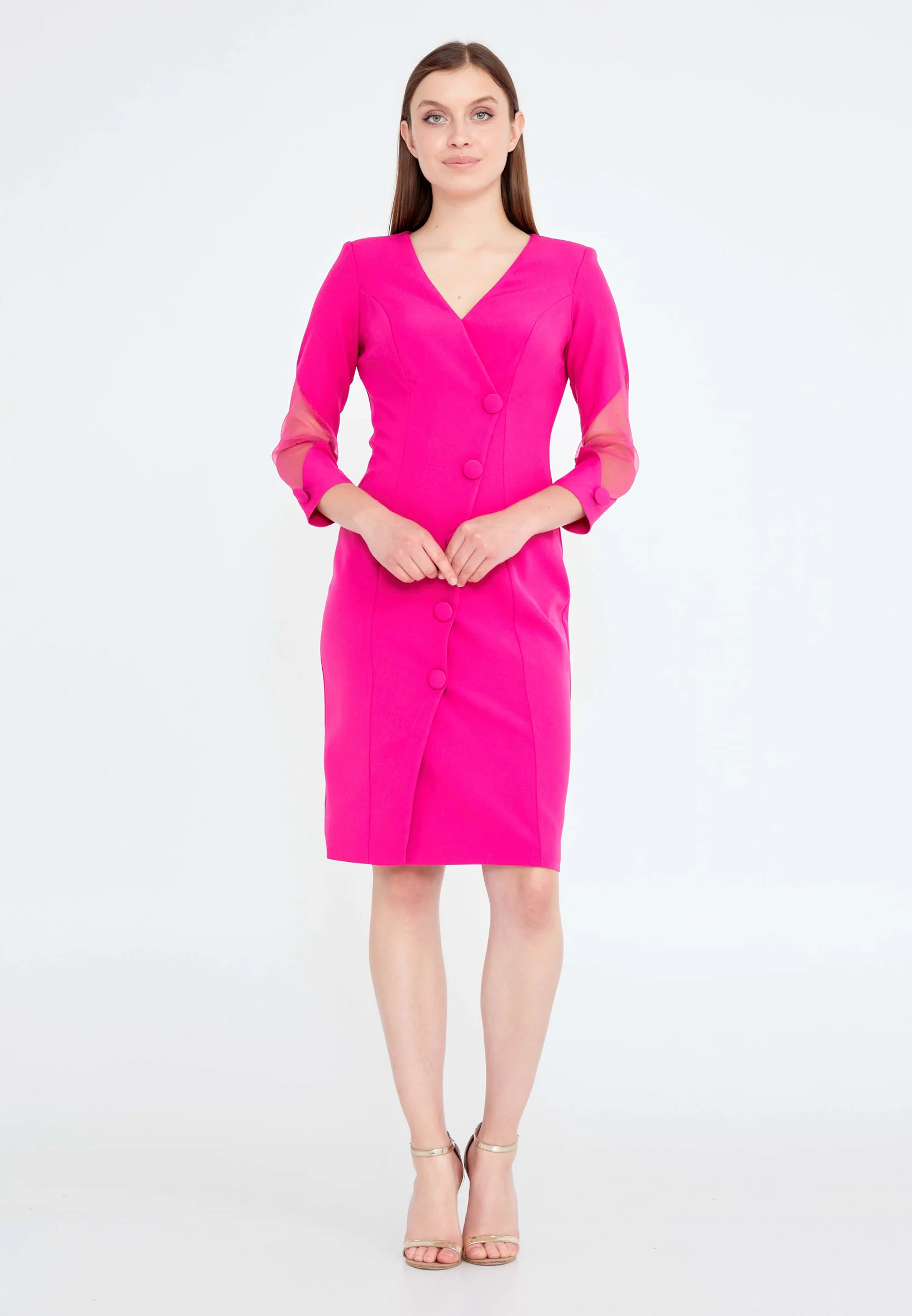 Long Sleeve Midi Crepe Bodycon Regular Cocktail Dress jnm20-041 - Image 5