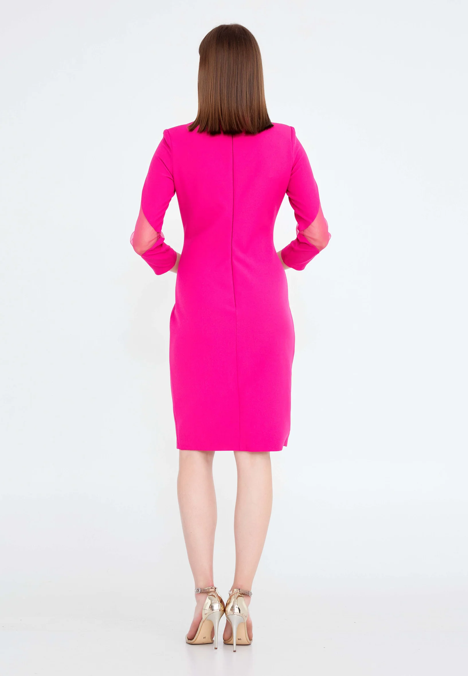Long Sleeve Midi Crepe Bodycon Regular Cocktail Dress jnm20-041 - Image 6